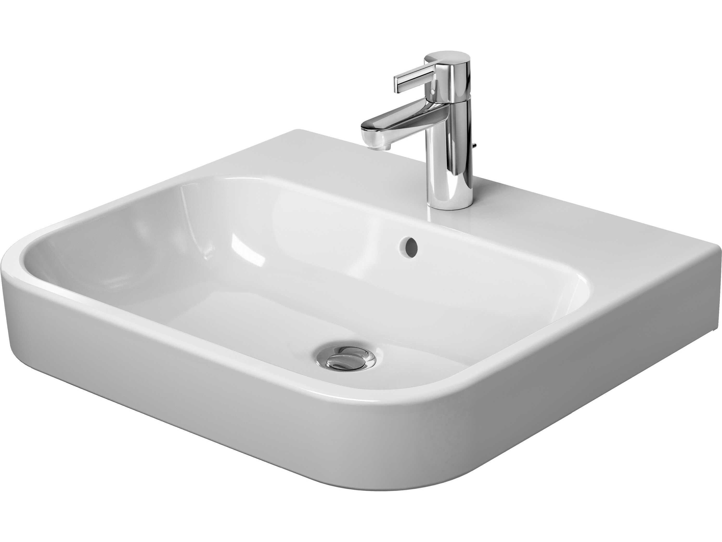 Duravit Happy D.2 24'' Ceramic White High Gloss Sink with 1 Faucet Hole