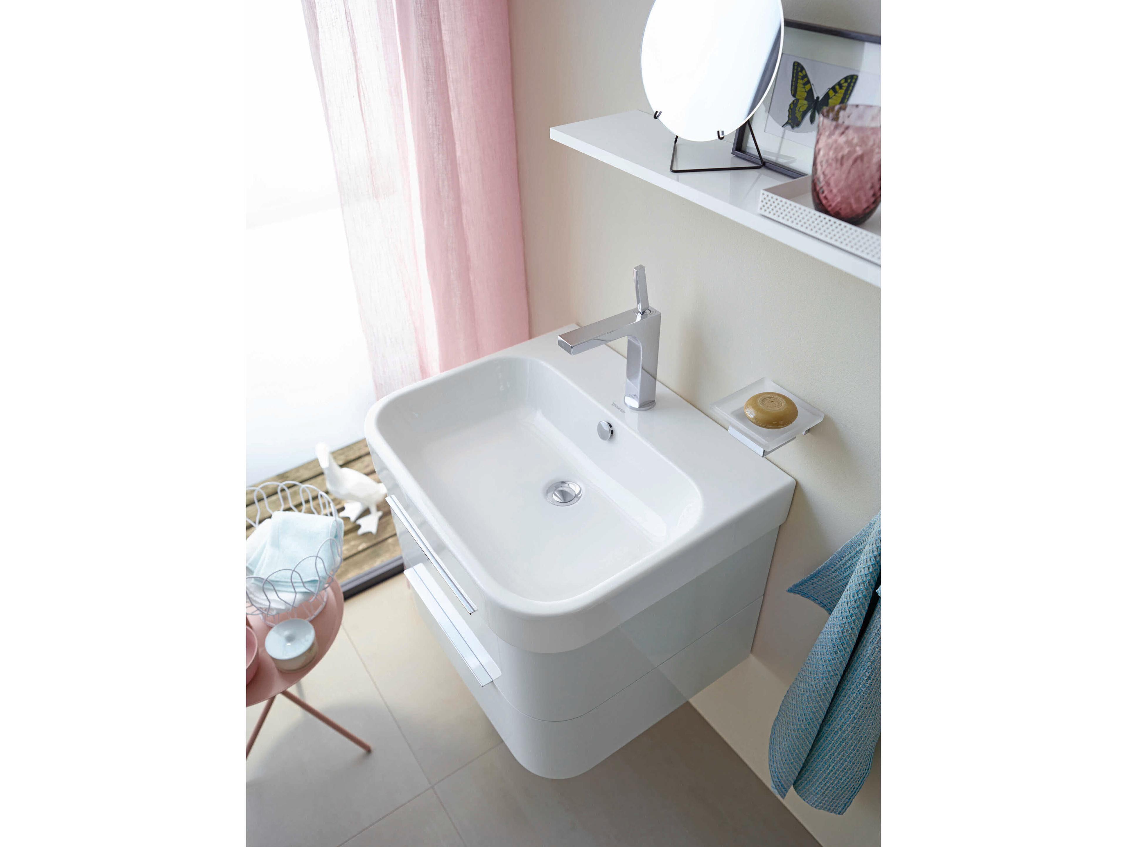 Duravit Happy D.2 24'' Ceramic White High Gloss Sink with 1 Faucet Hole
