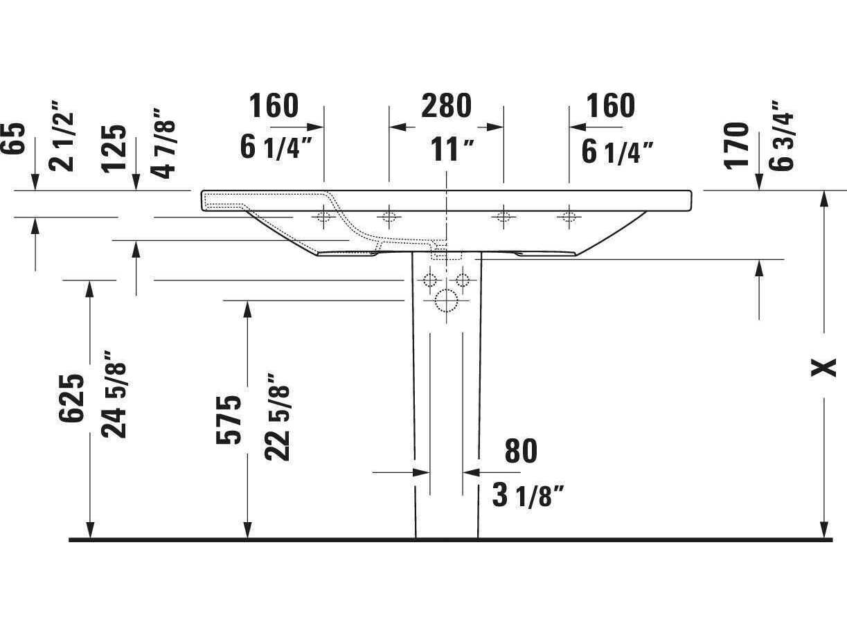 Duravit Durastyle 47'' Ceramic White High Gloss Sink with 1 Faucet Hole