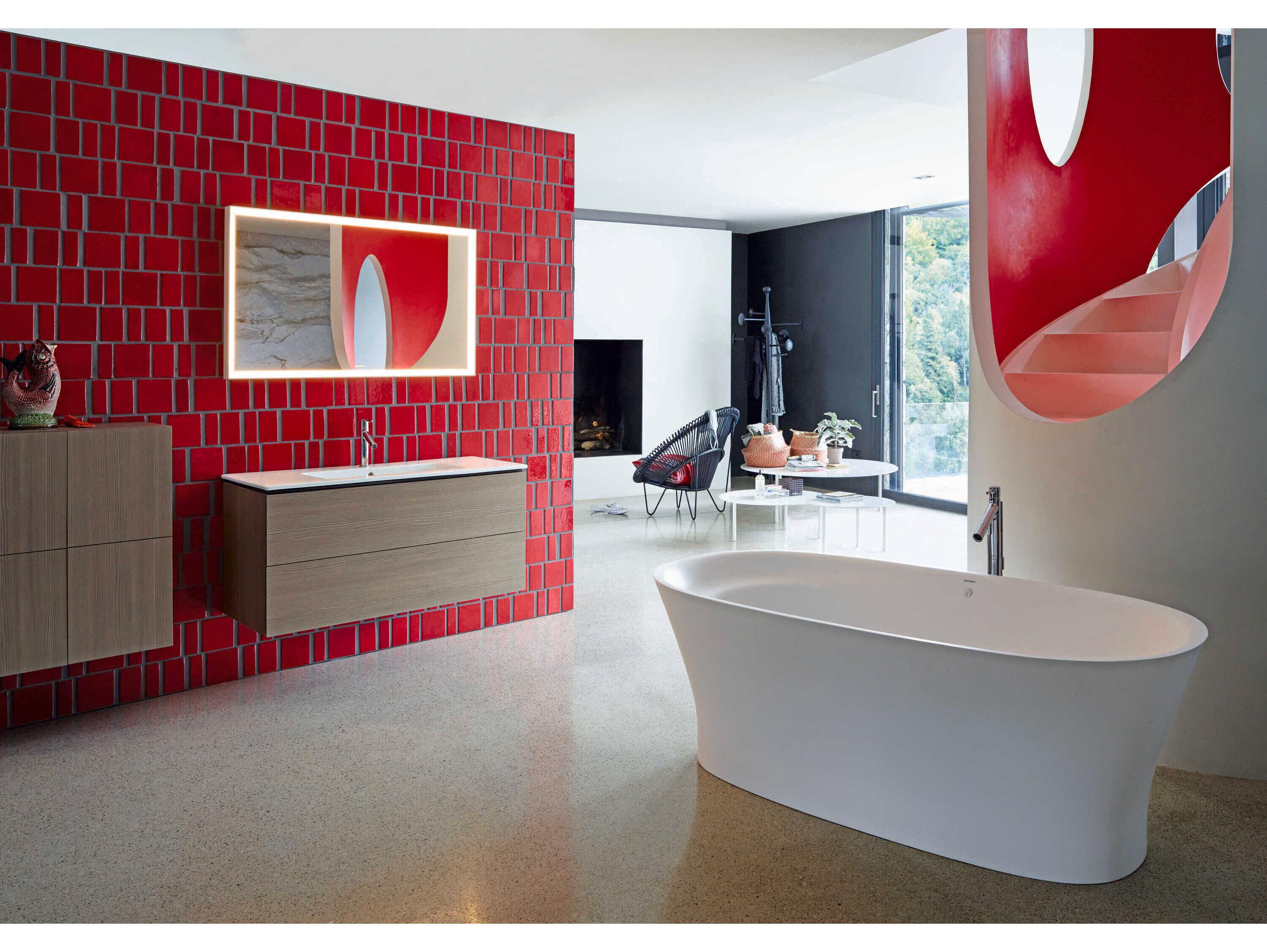 Duravit Me By Starck 48'' Ceramic White High Gloss Sink with 1 Faucet Hole