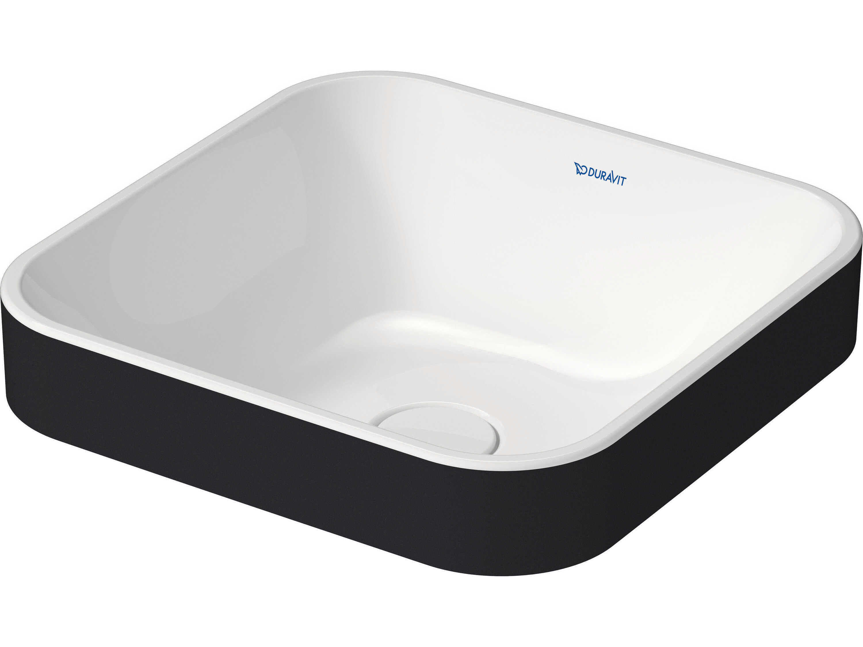 Duravit Happy D.2 16'' White/Anthracite Matt Washbowl Sink with No Faucet Hole