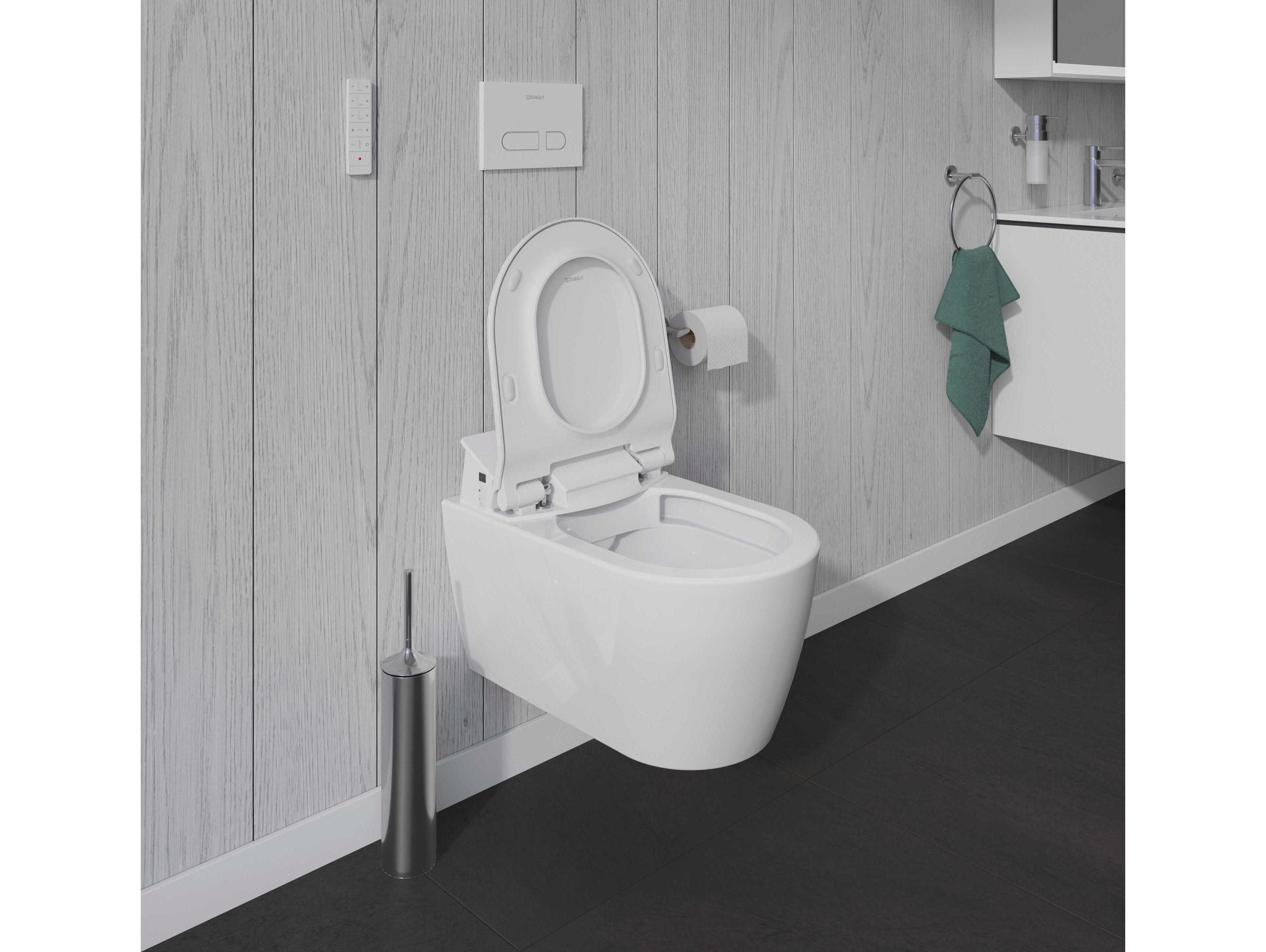 Duravit Me By Starck 14'' Ceramic White High Gloss Wall-Mounted Toilet for Shower