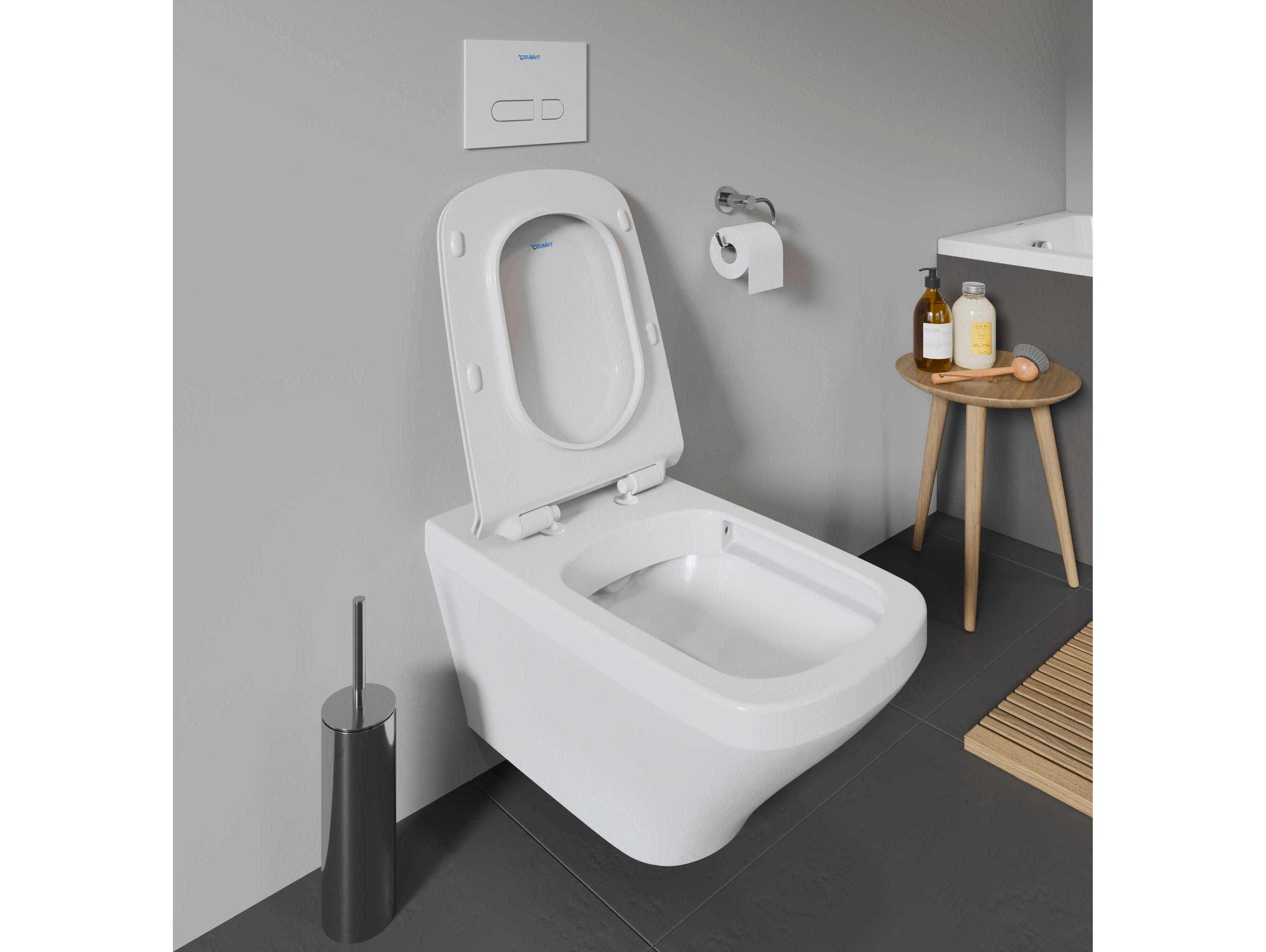 Duravit Durastyle 15'' Ceramic Dual Flush White High Gloss Wall-Mounted Toilet - 1.59 GPF - HygieneGlaze