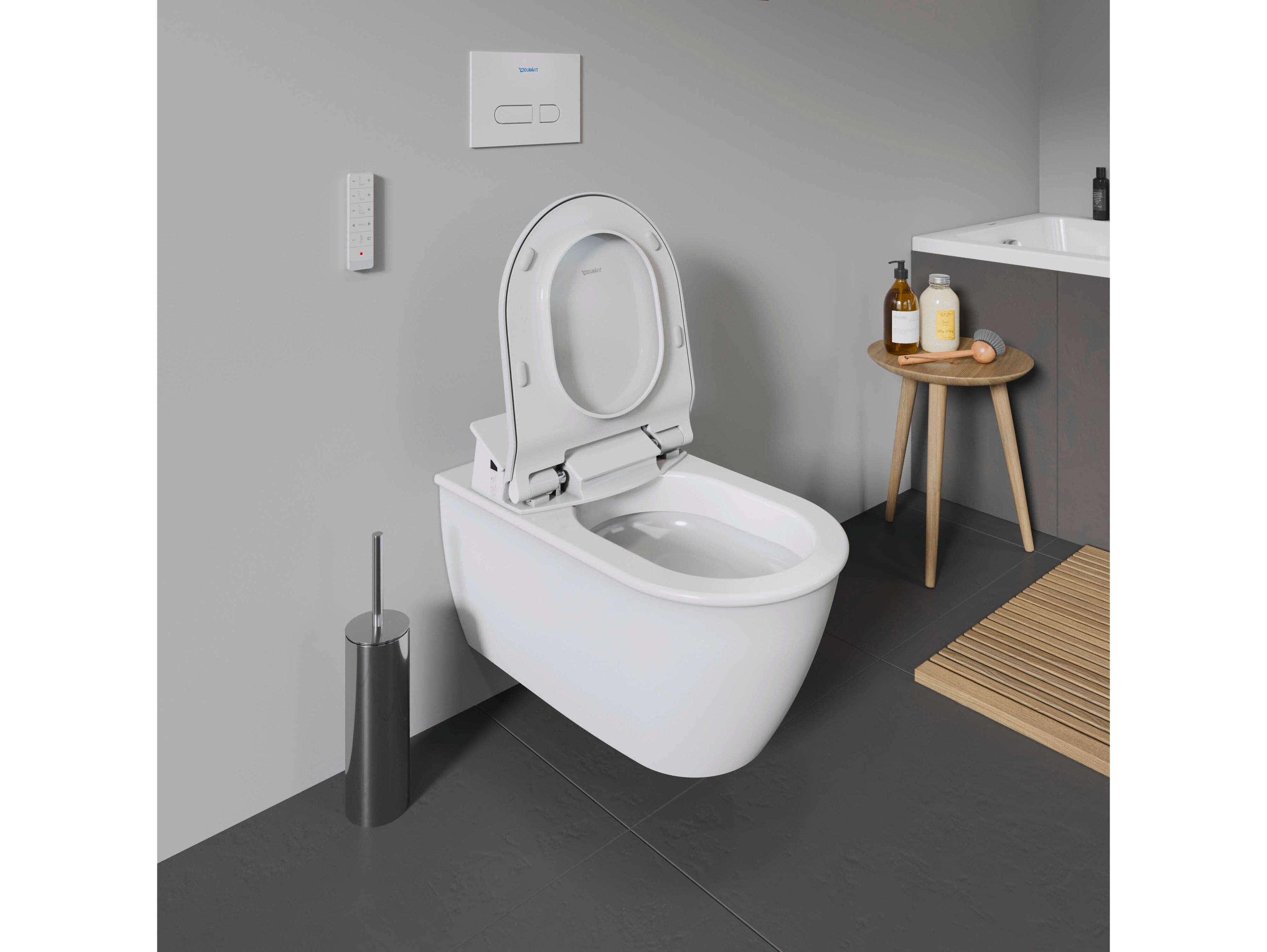 Duravit Darling 14'' Ceramic White High Gloss Wall-Mounted Shower Toilet - HygieneGlaze