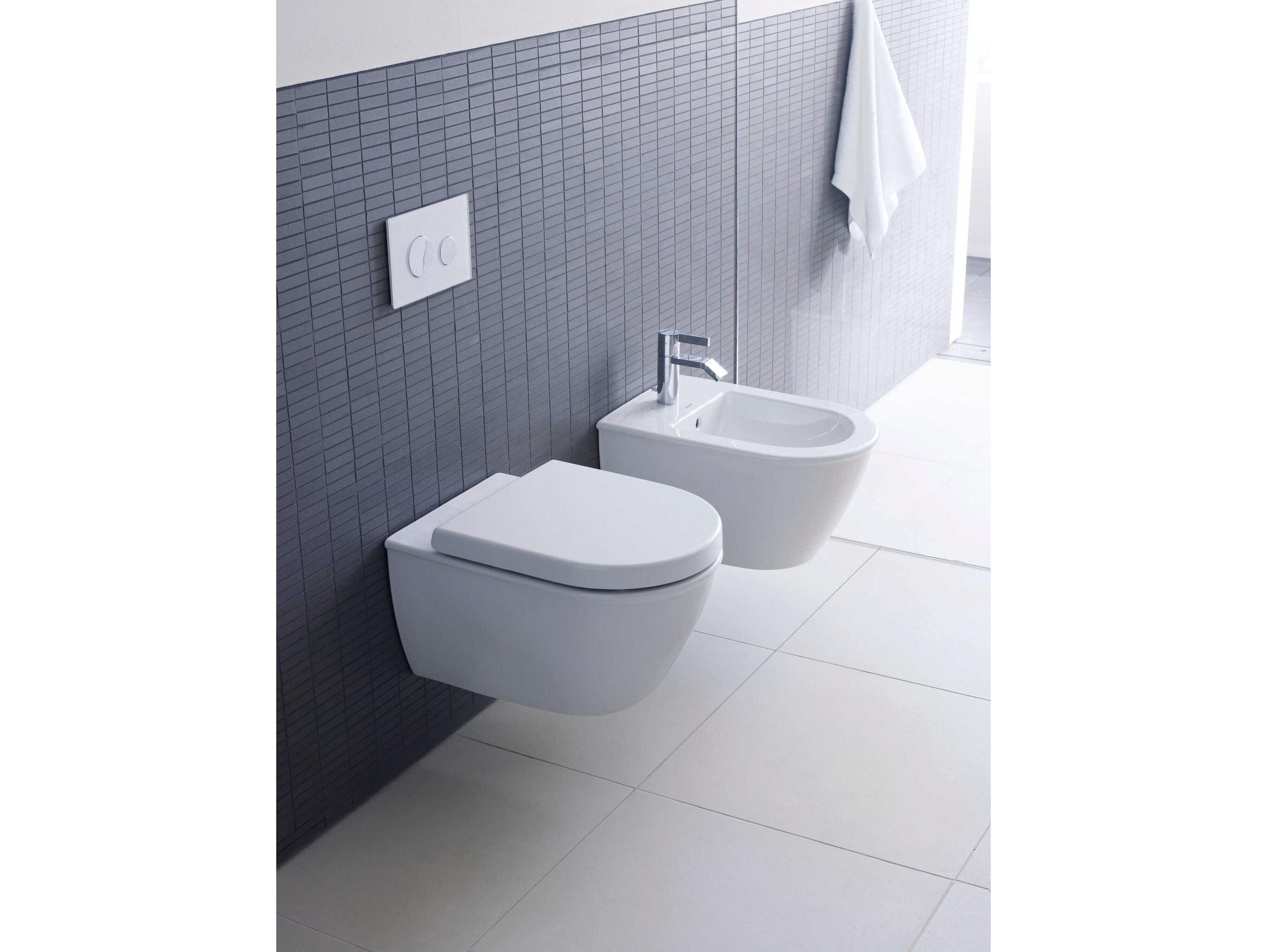 Duravit Darling 14'' Ceramic White High Gloss Wall-Mounted Toilet -  0 / 1.59 GPF - HygieneGlaze