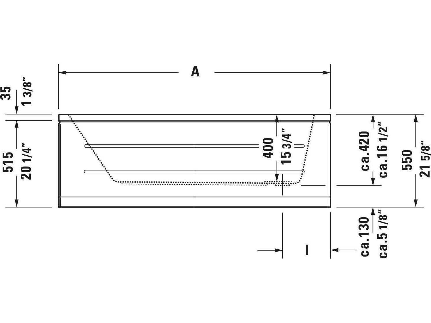 Duravit D-code 59'' Acrylic White Bathtub - Right Side Drain