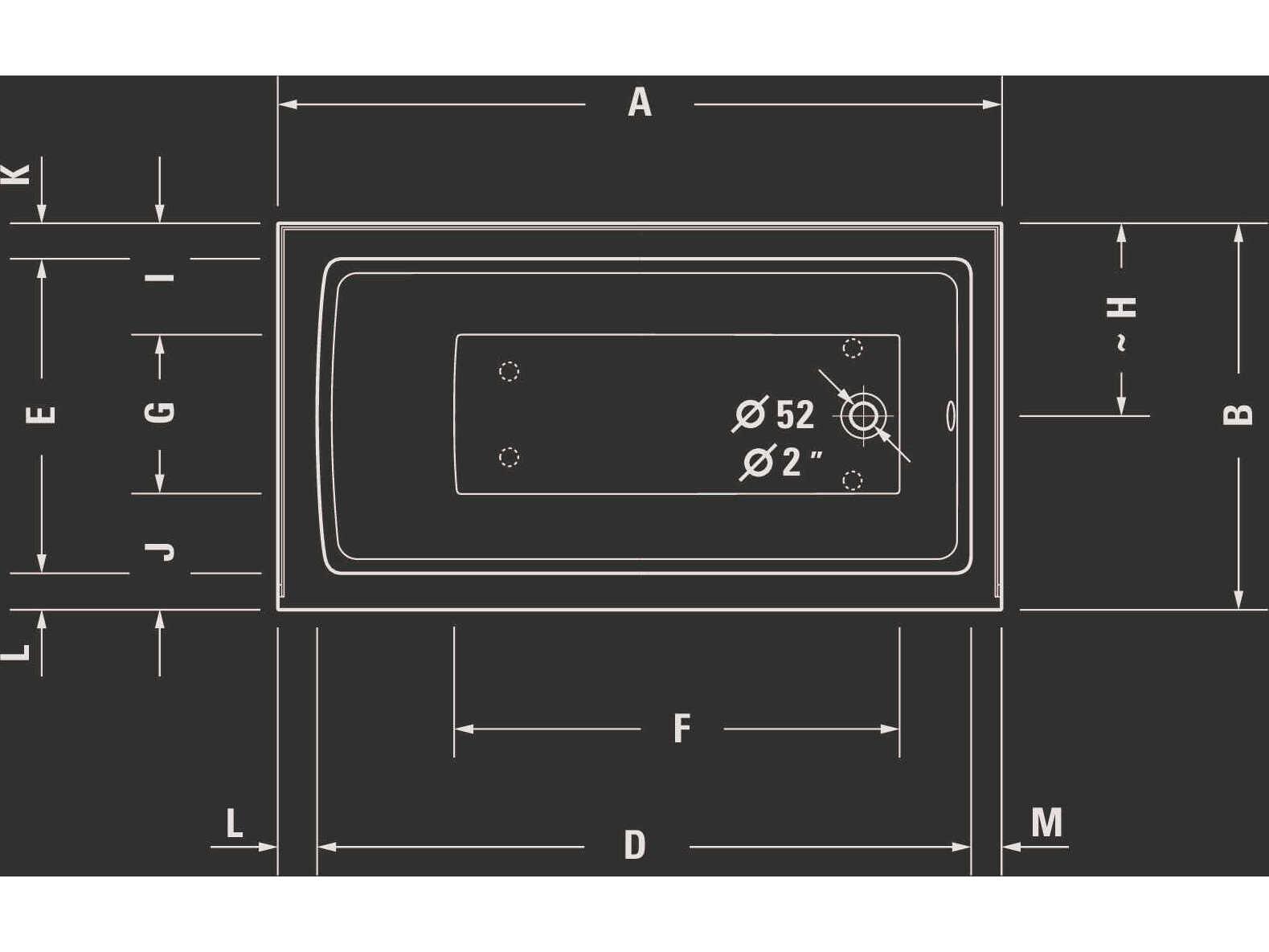 Duravit Architec 60'' White Bathtub - Right oriented drain