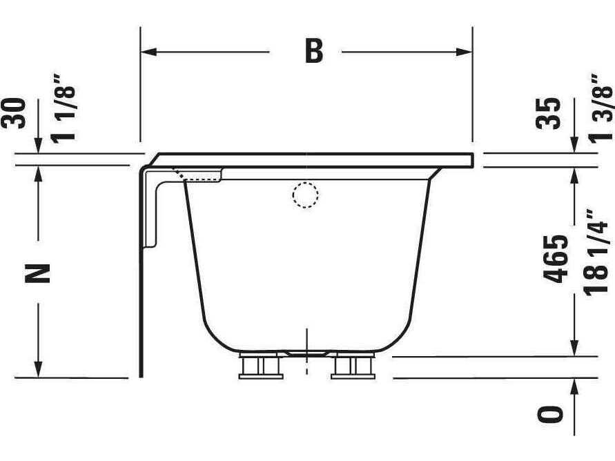 Duravit Architec 60'' White Bathtub - Right oriented drain