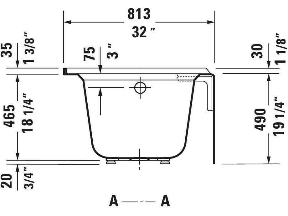 Duravit Architec 66'' White Bathtub - Right oriented drain