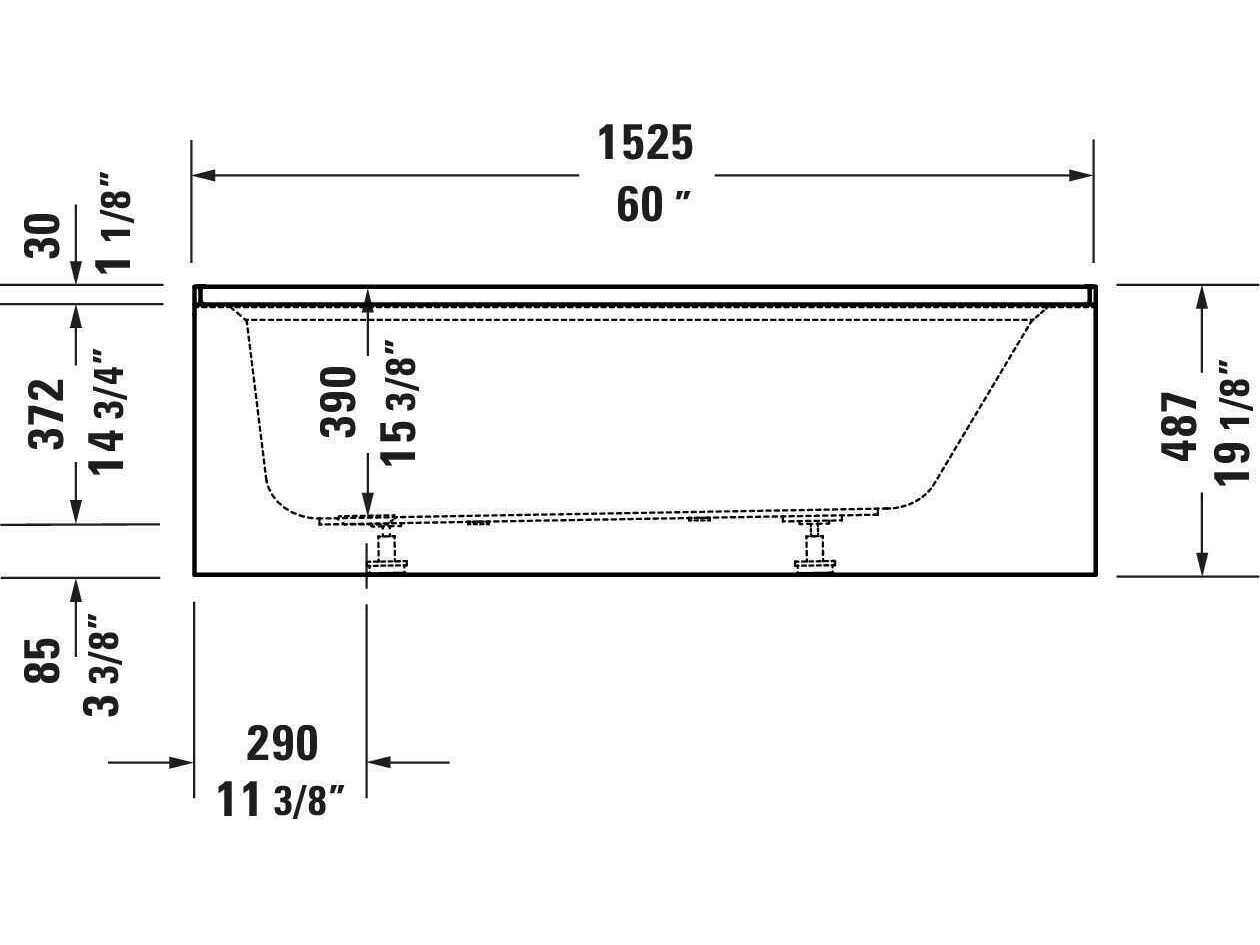 Duravit Architec 60'' White Bathtub - Left oriented drain