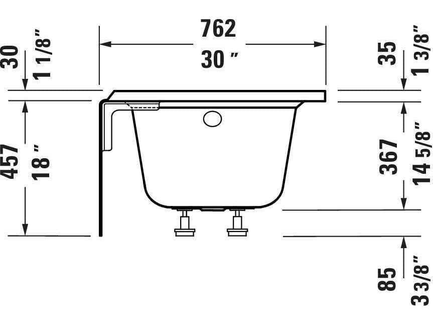 Duravit Architec 60'' White Bathtub - Right oriented drain
