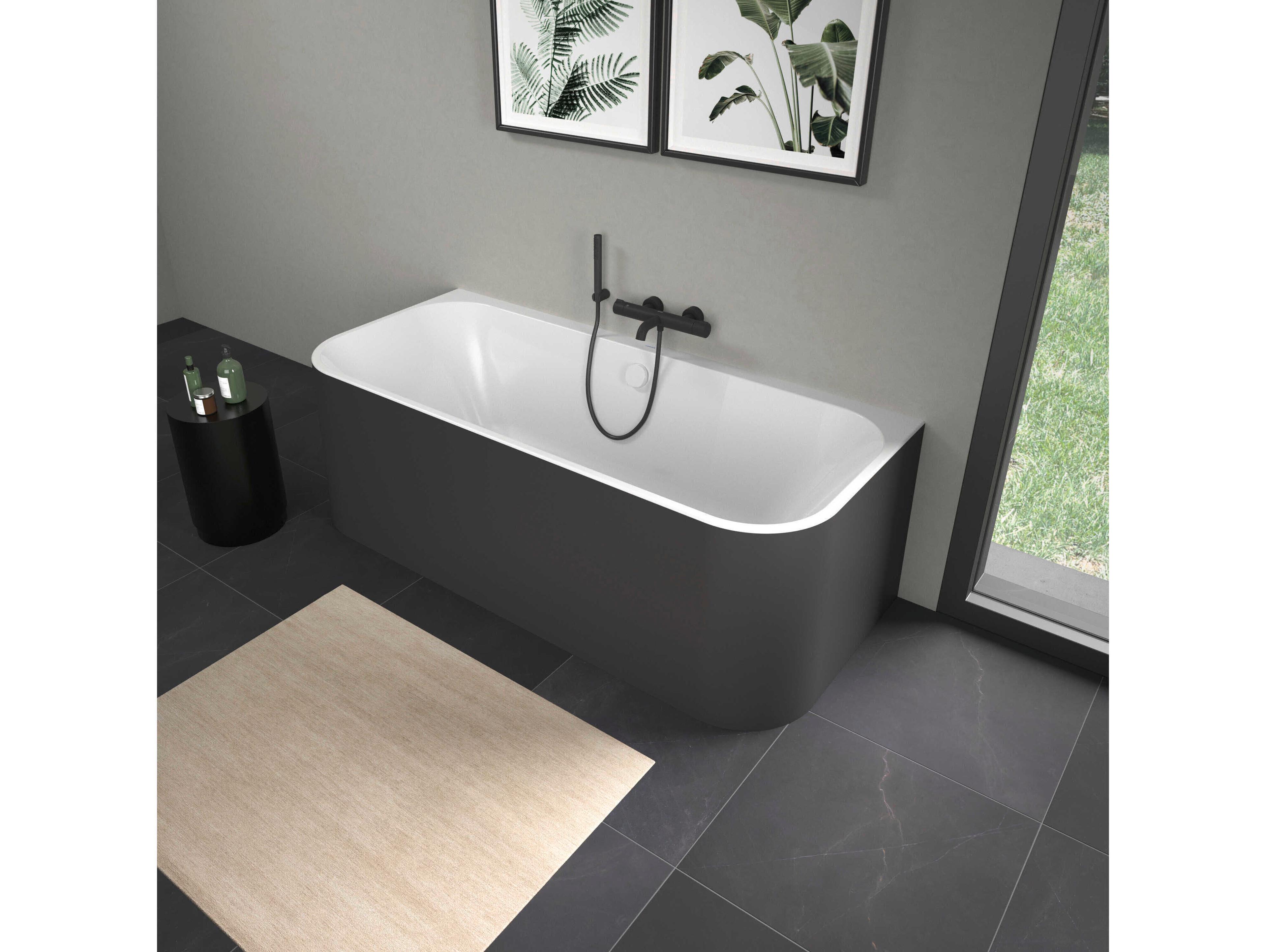 Duravit Happy D.2 71'' Acrylic White/Graphite Matt Back-To-Wall Bathtub