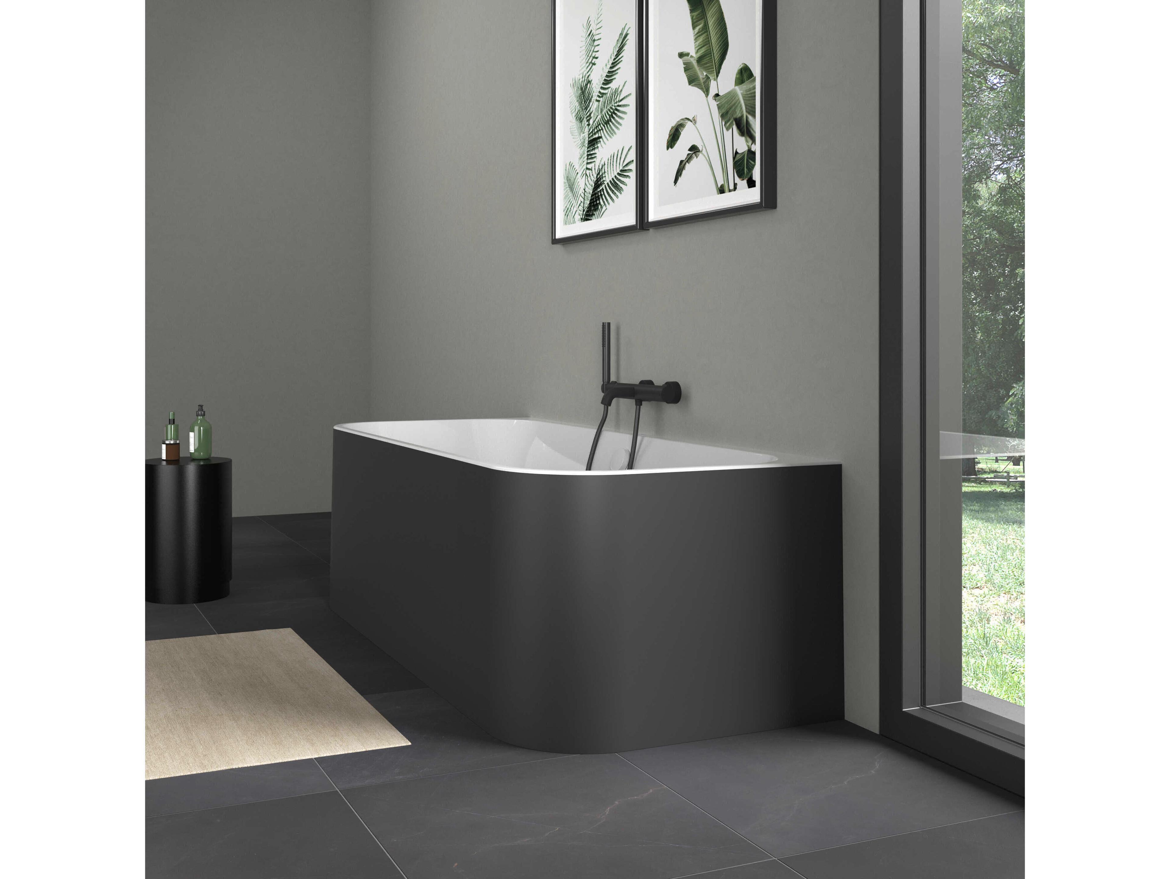 Duravit Happy D.2 71'' Acrylic White/Graphite Matt Back-To-Wall Bathtub