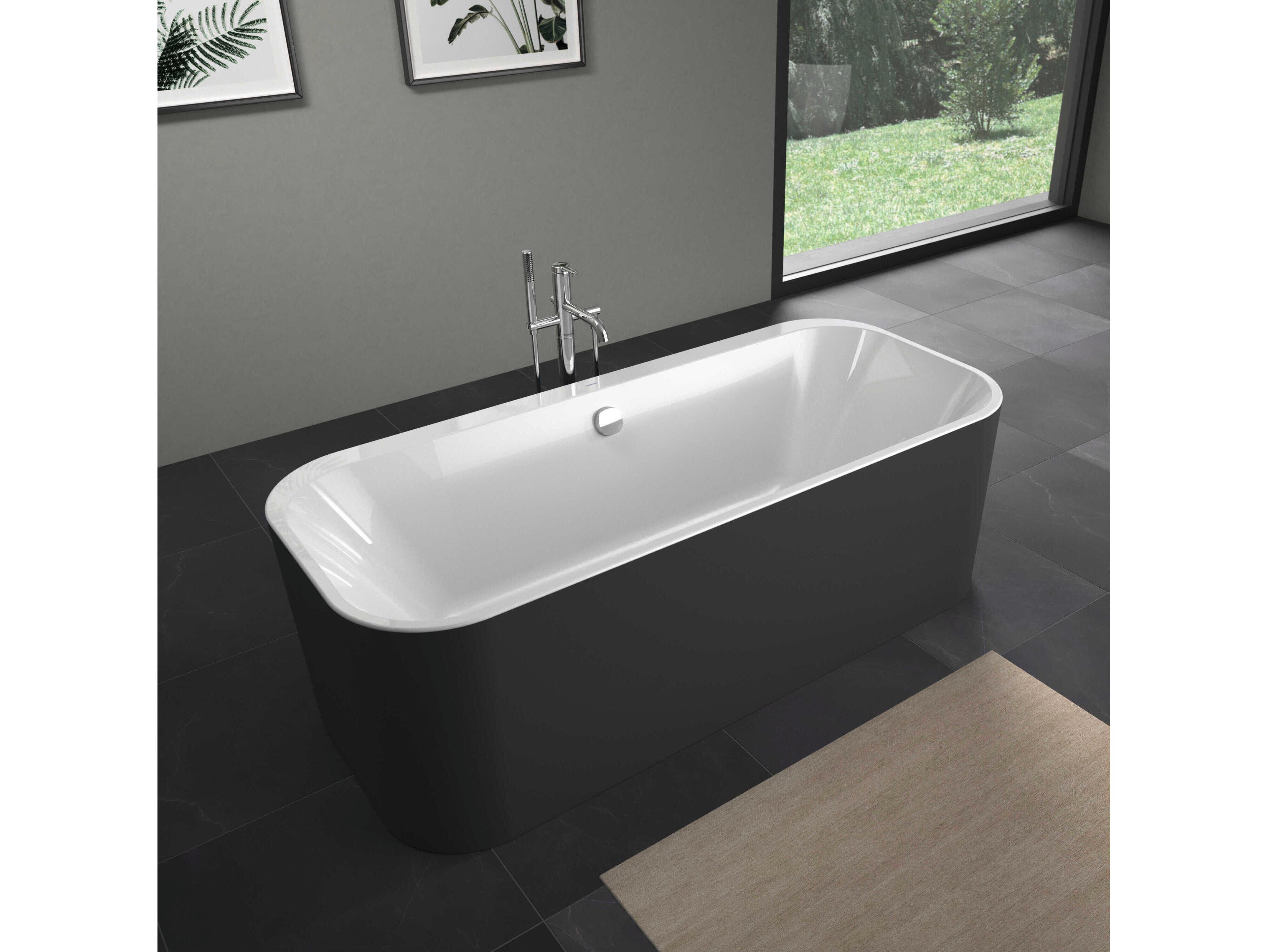 Duravit Happy D.2 71'' Acrylic White/Graphite Super Matt Freestanding Bathtub