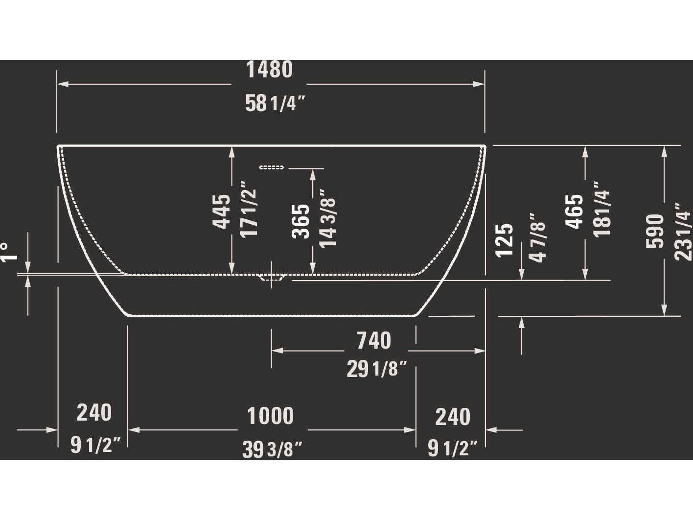 Duravit Duravit No.1 58'' Acrylic Freestanding White Bathtub