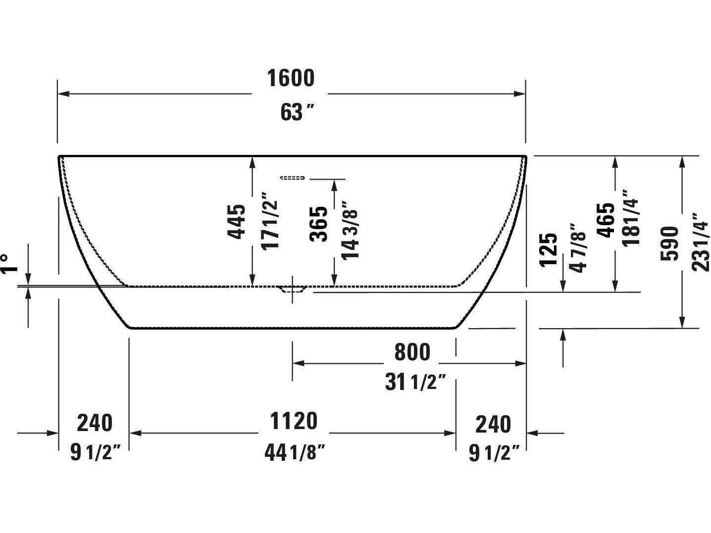 Duravit Duravit No.1 63'' Acrylic Freestanding White Bathtub