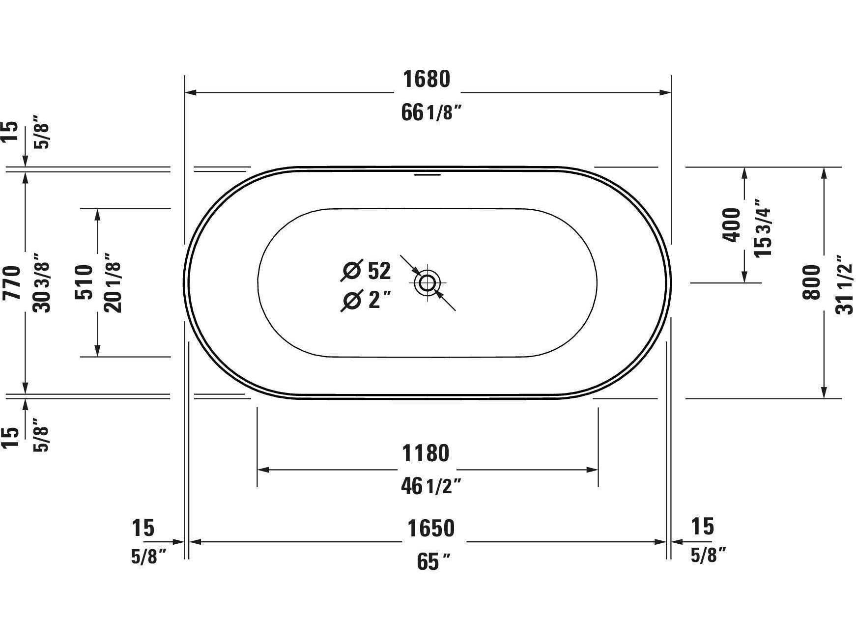 Duravit Duravit No.1 66'' Acrylic Freestanding White Bathtub
