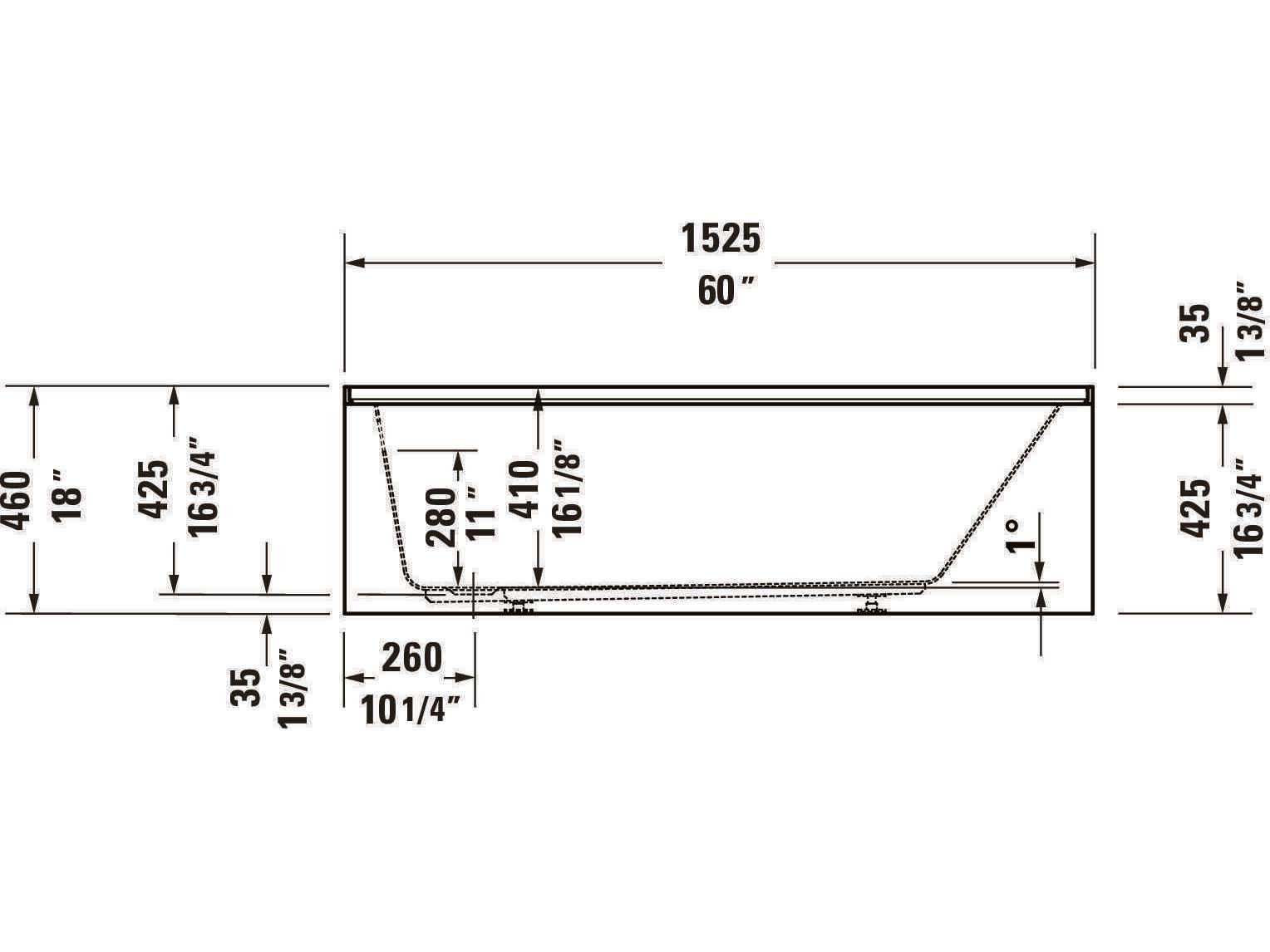 Duravit Duravit No.1 60'' Acrylic Freestanding White Bathtub - Left Side Drain