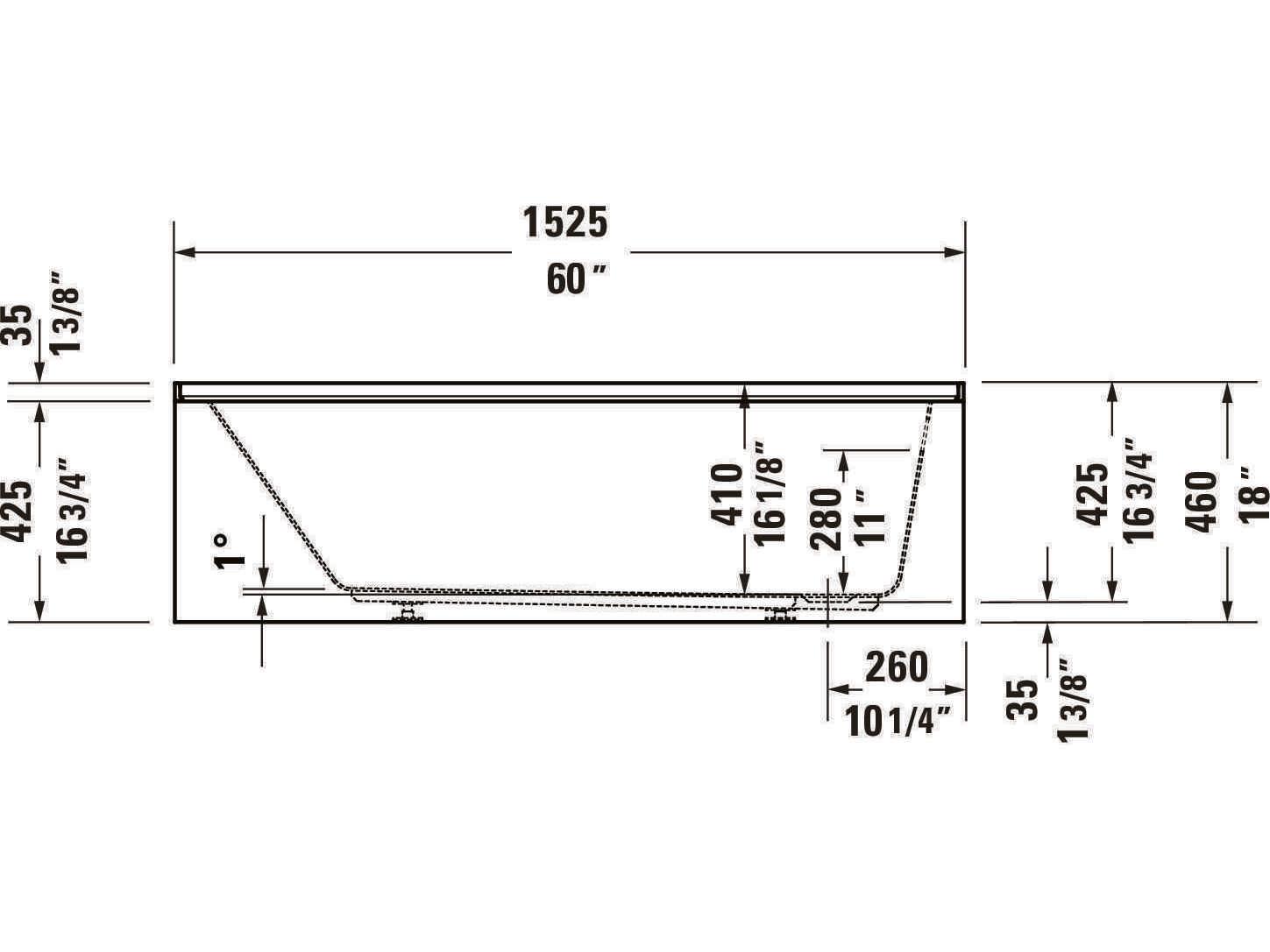 Duravit Duravit No.1 60'' Acrylic Freestanding White Bathtub - Right Side Drain