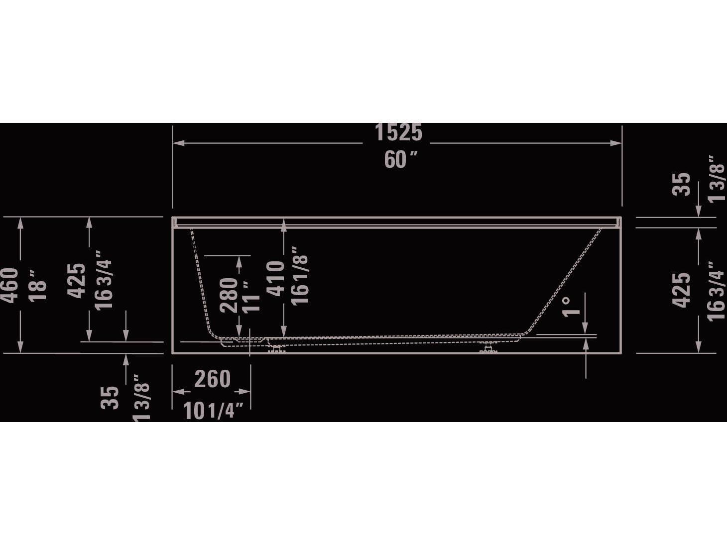 Duravit Duravit No.1 60'' Acrylic Freestanding White Bathtub - Left Side Drain