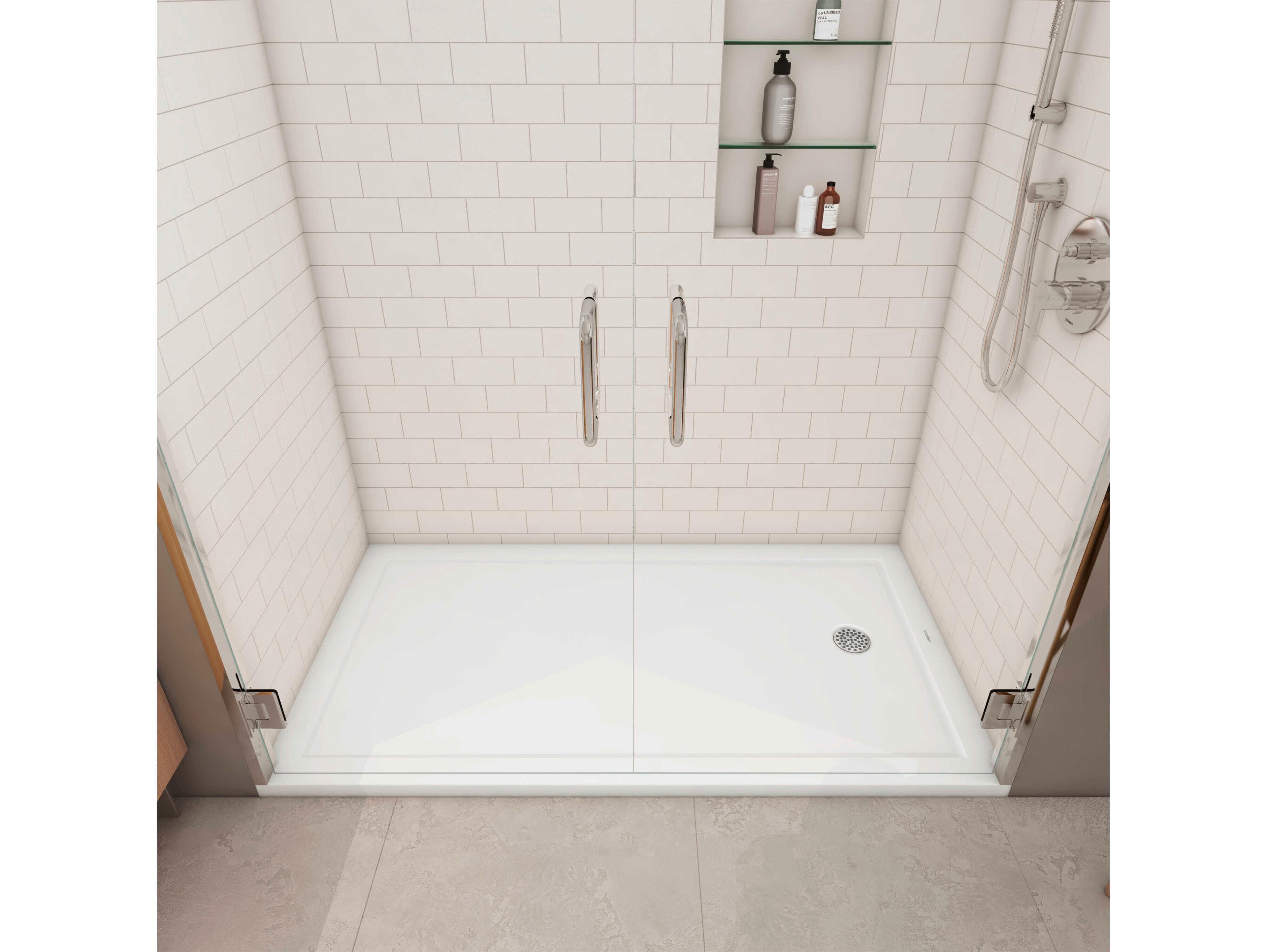Duravit Architec 60'' x 30'' White Acrylic Shower Base - Right oriented drain