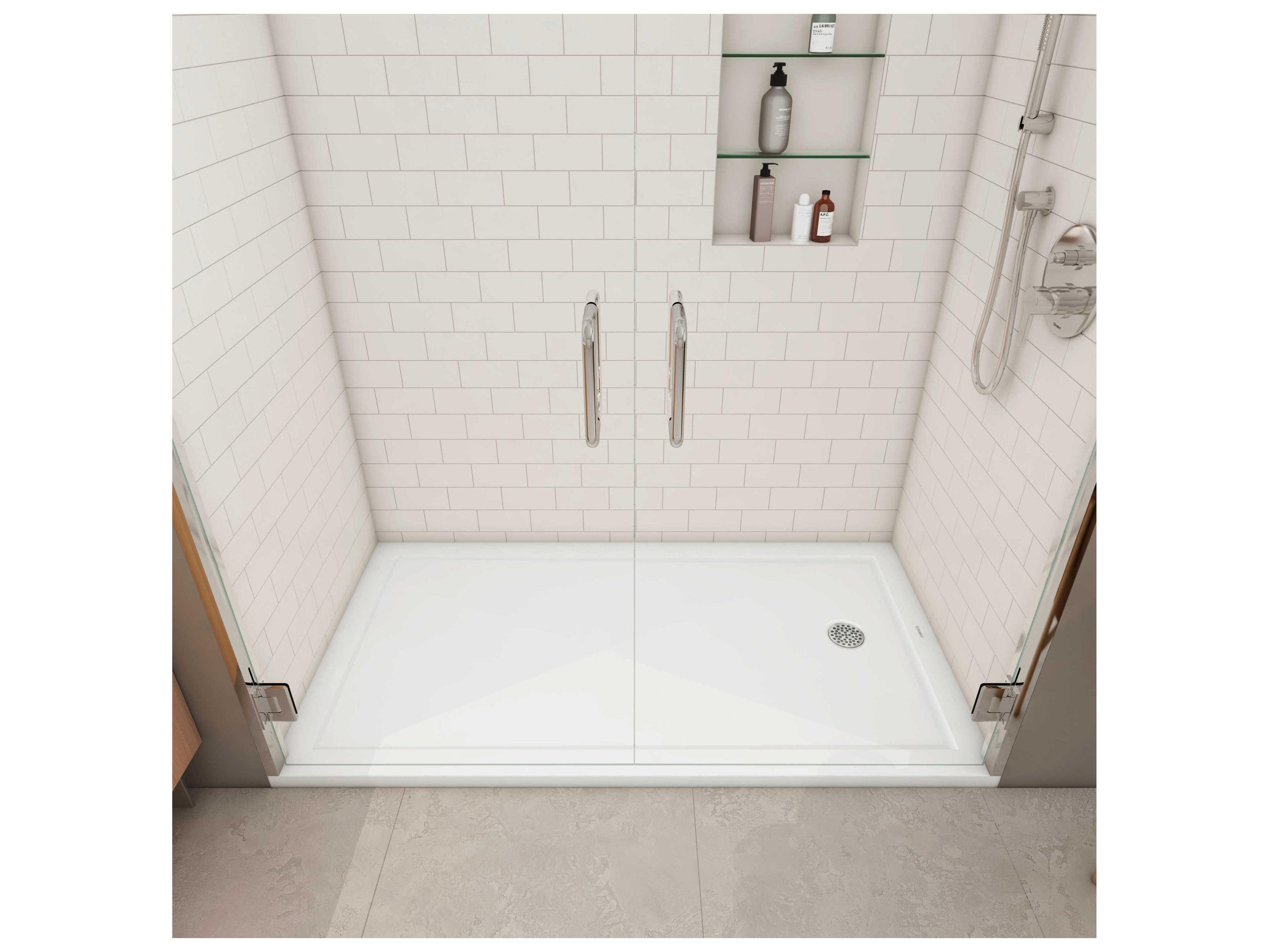 Duravit Architec 60'' x 32'' White Acrylic Shower Base - Left oriented drain