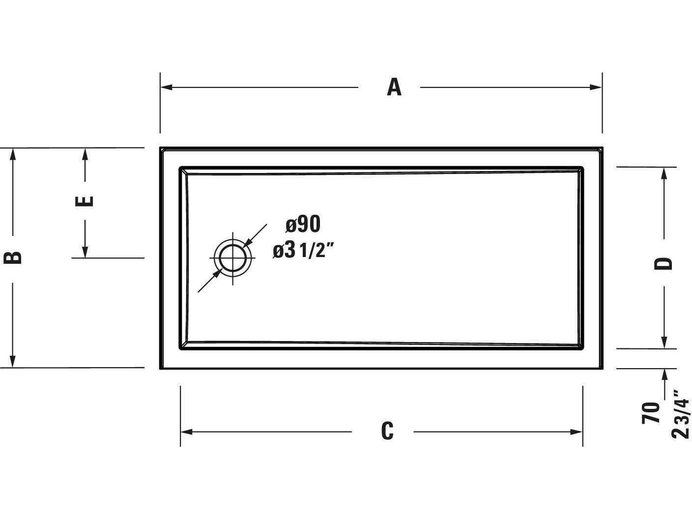 Duravit Architec 36'' White Acrylic Shower Base - Centered drain