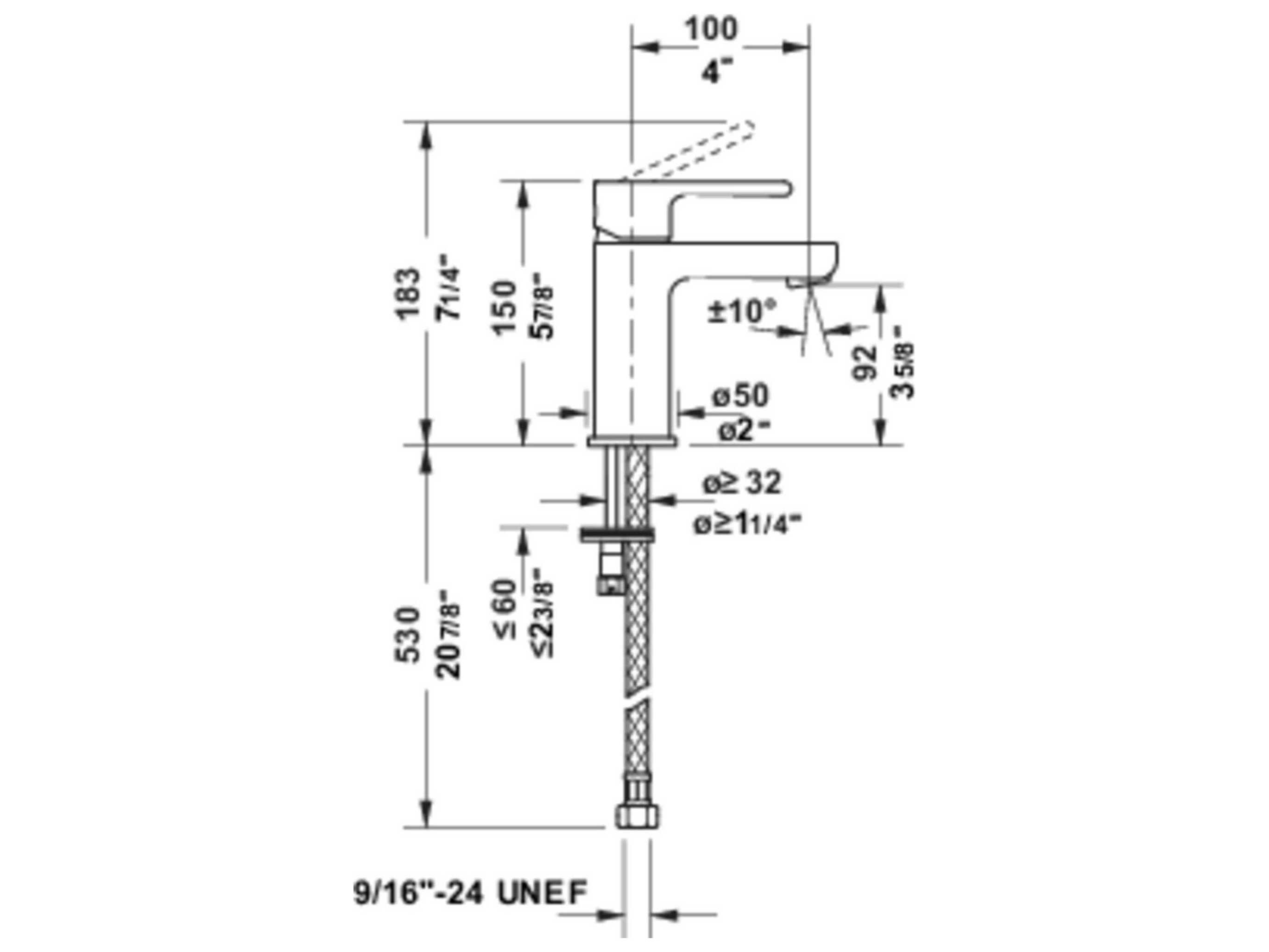 Duravit B.2 item 5'' Chrome High Gloss Single Hole Faucet - Drain Kit Not Included