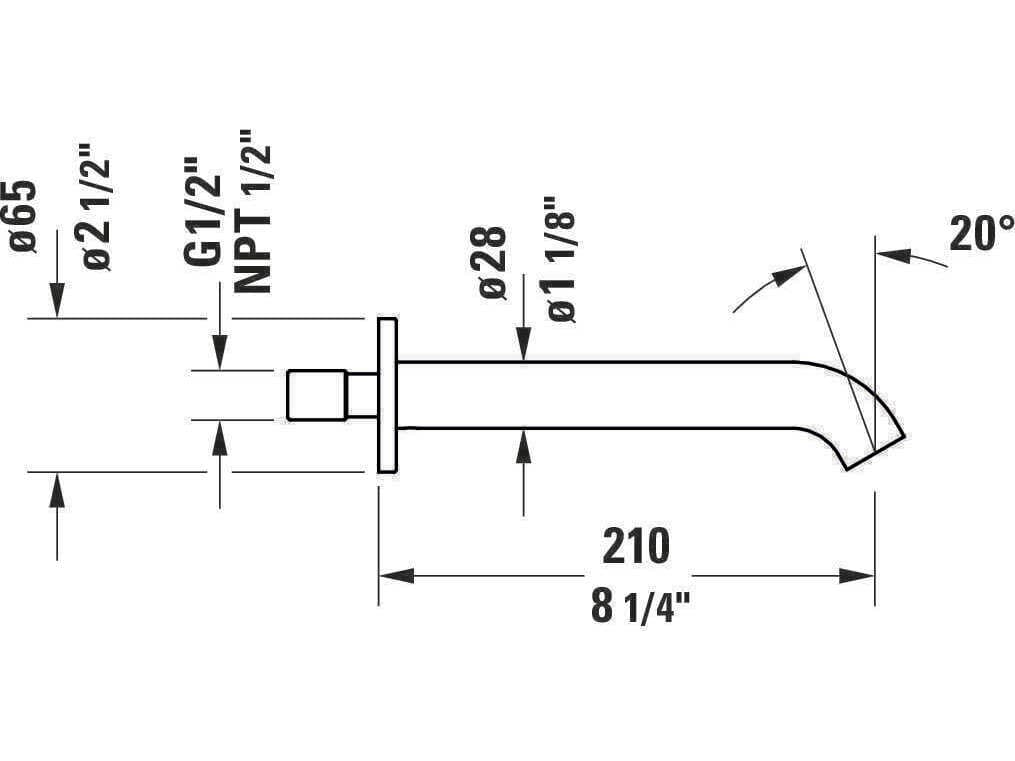Duravit C.1 item 8'' Chrome Tub Spout