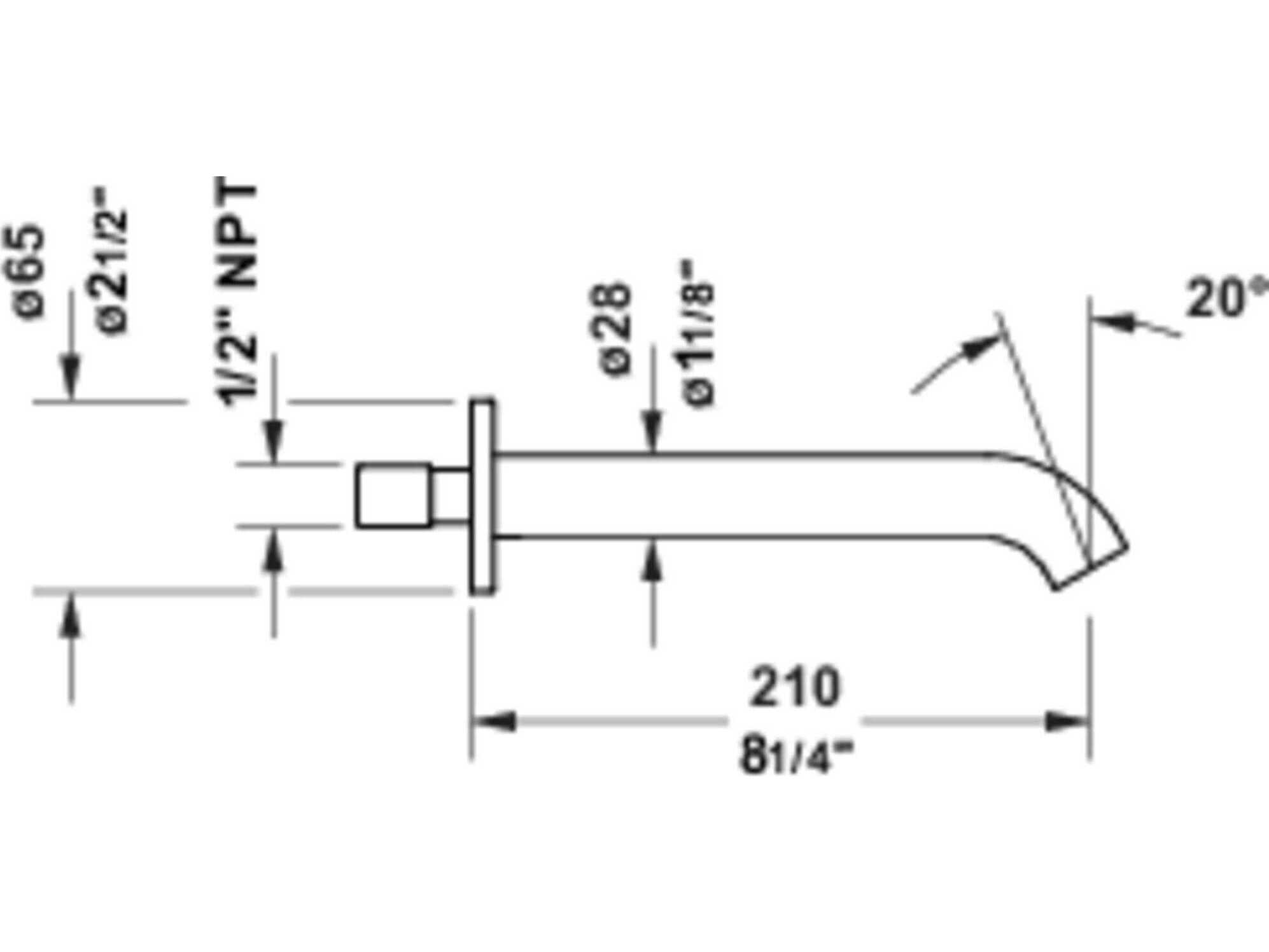Duravit C.1 item 8'' Chrome Tub Spout