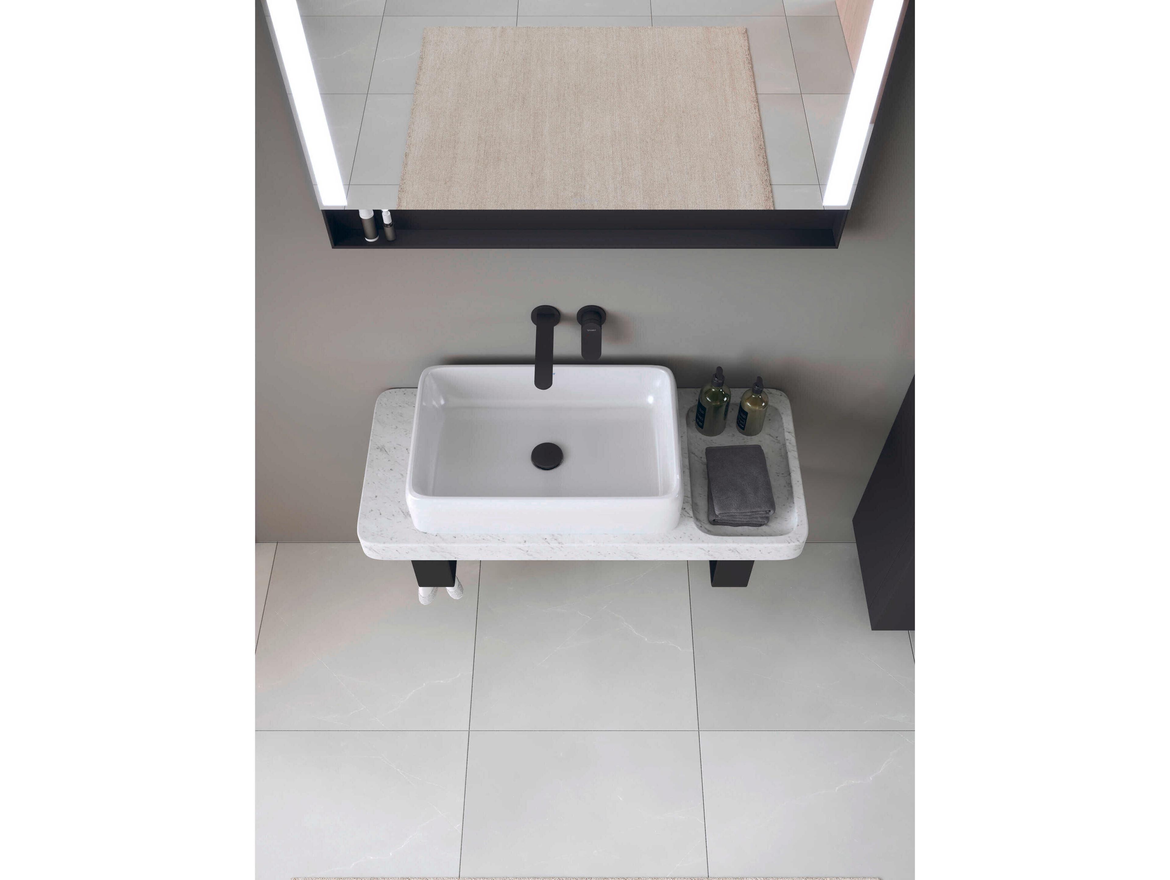 Duravit Qatego 39'' Stone Carrera Marble Console and Sink
