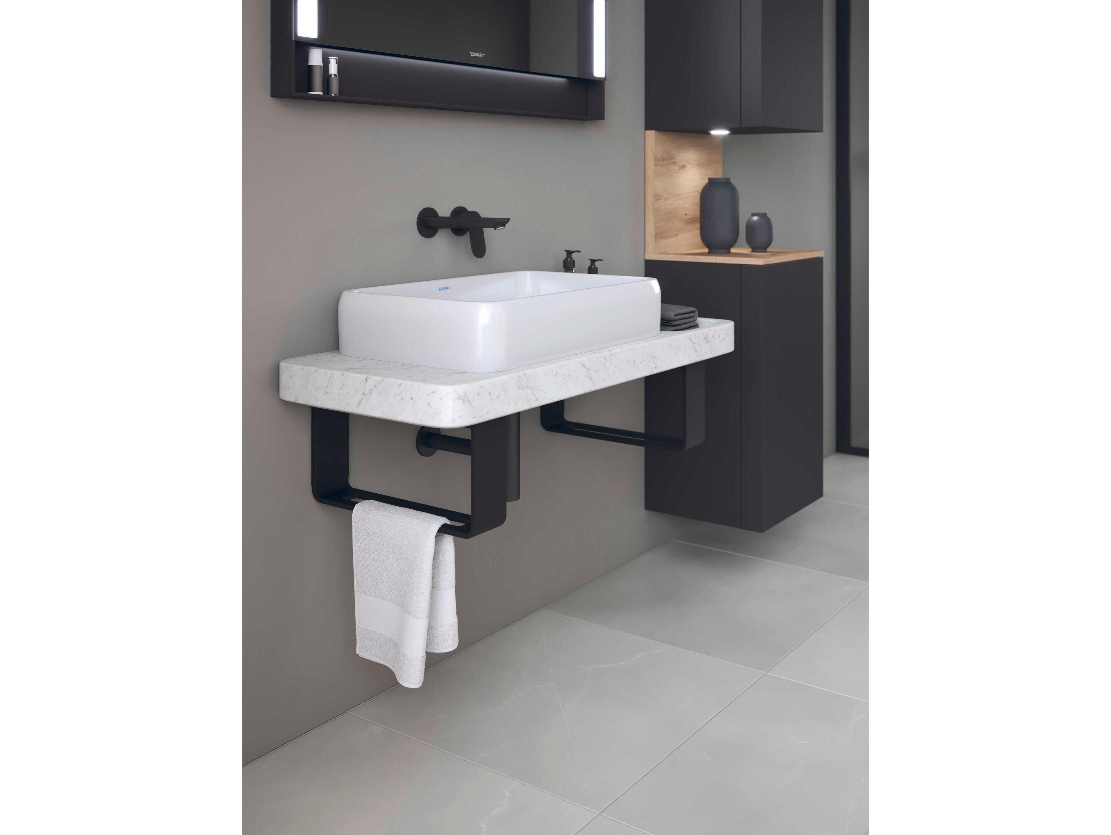 Duravit Qatego 39'' Stone Carrera Marble Console and Sink