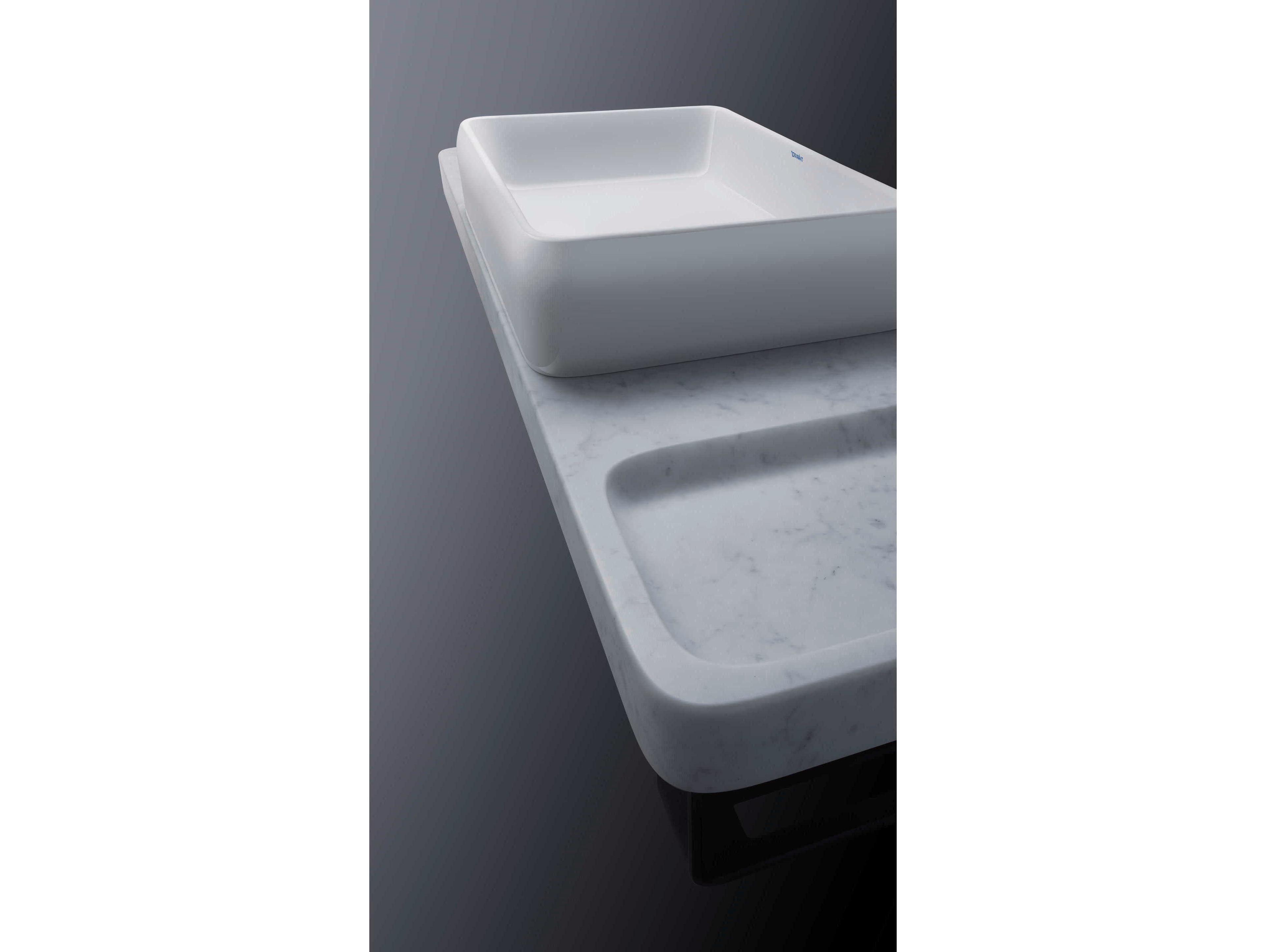 Duravit Qatego 39'' Stone Carrera Marble Console and Sink