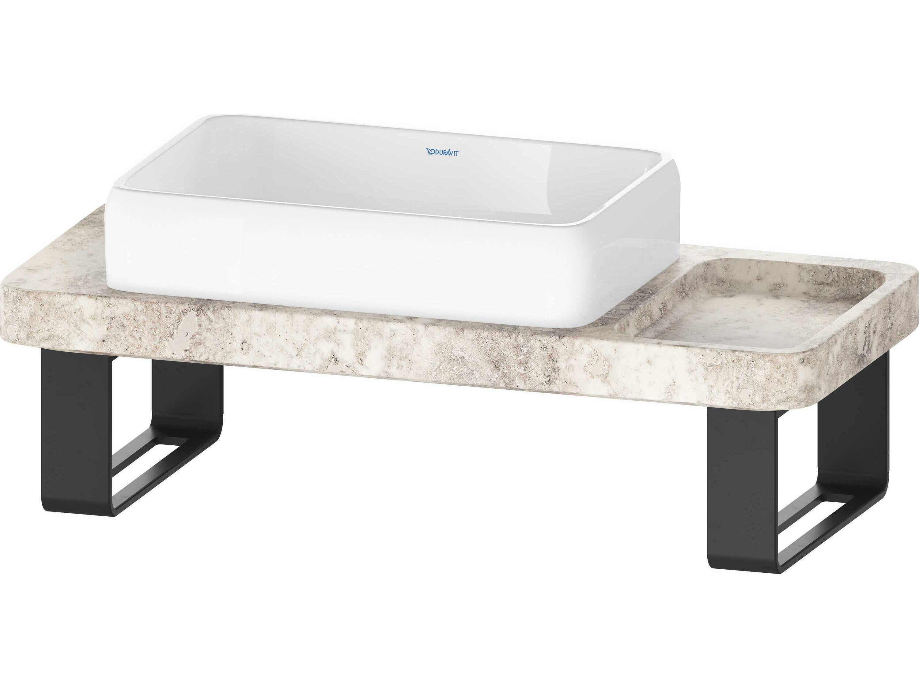 Duravit Qatego 39'' Stone Travertine Console and Sink
