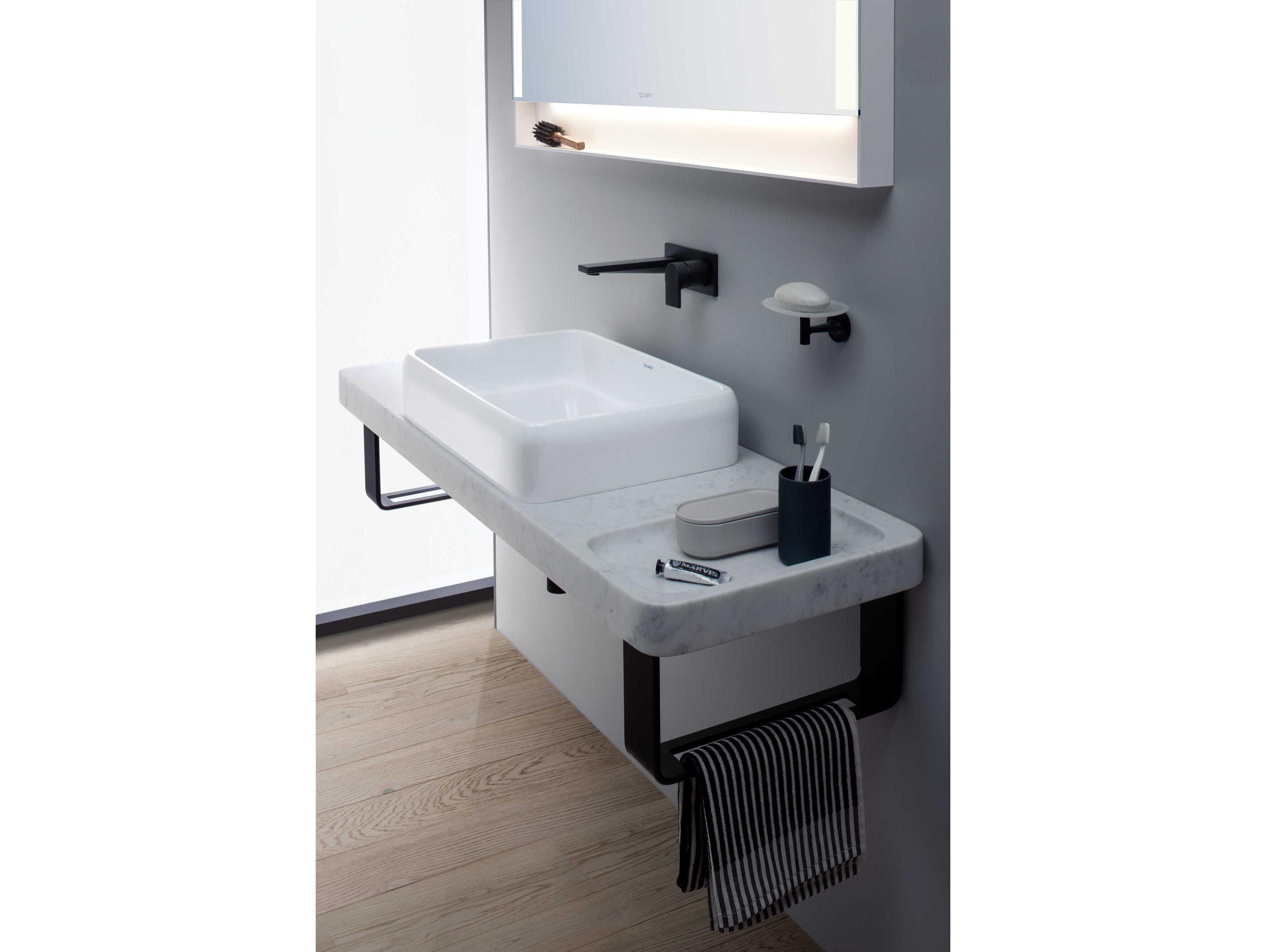 Duravit Qatego 55'' Stone Carrera Marble Console and Sink