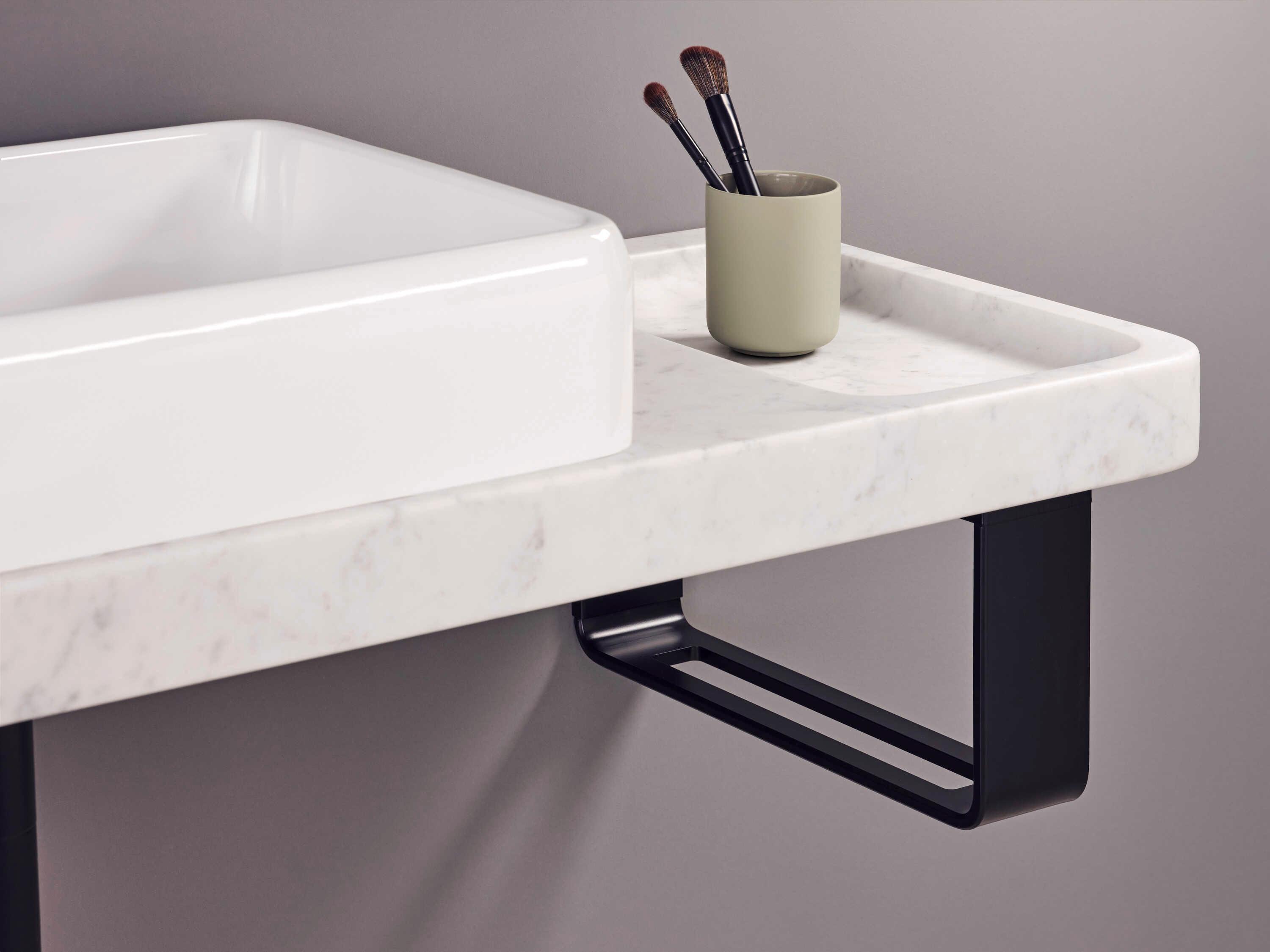Duravit Qatego 55'' Stone Carrera Marble Console and Sink