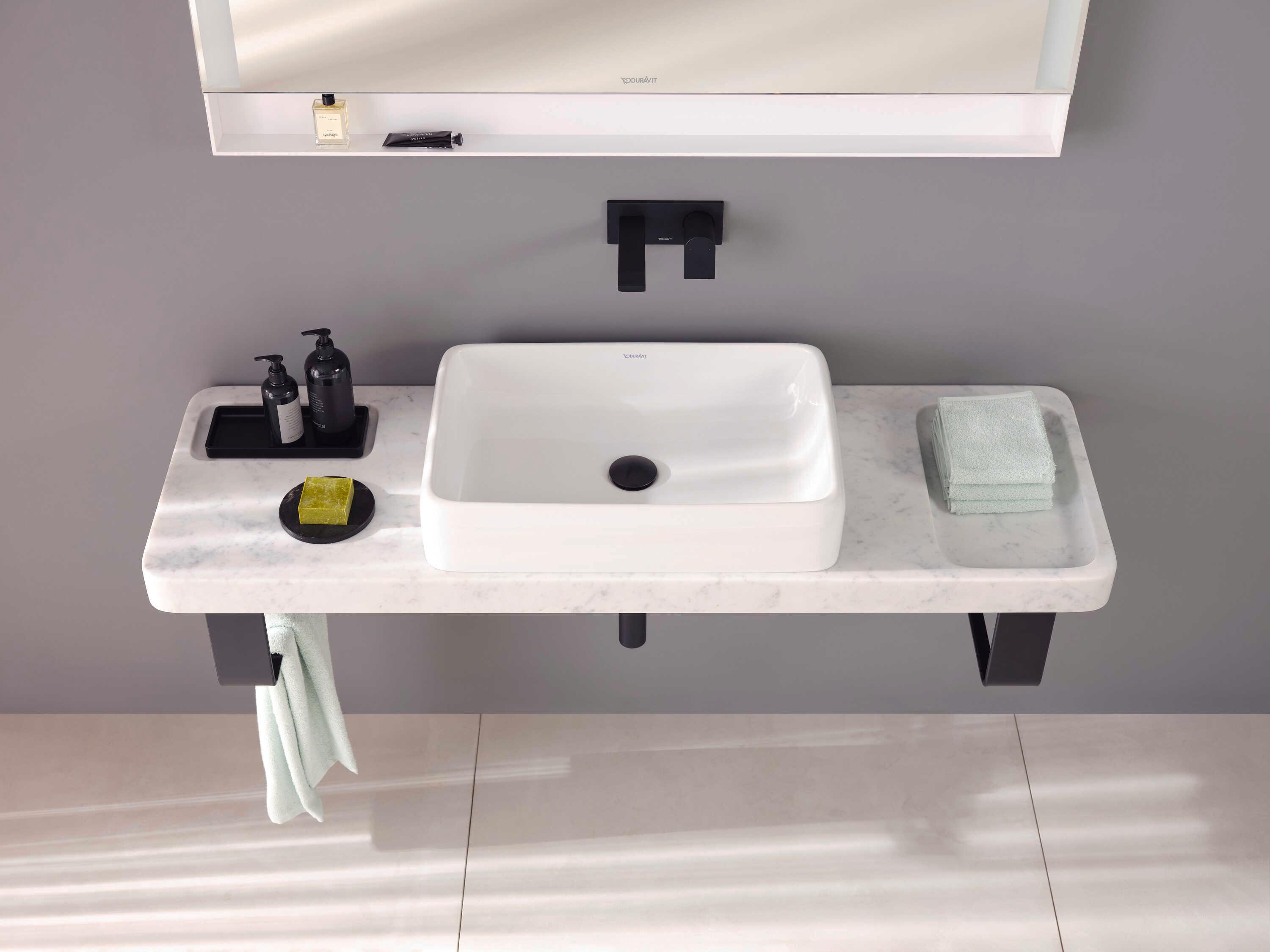Duravit Qatego 55'' Stone Carrera Marble Console and Sink