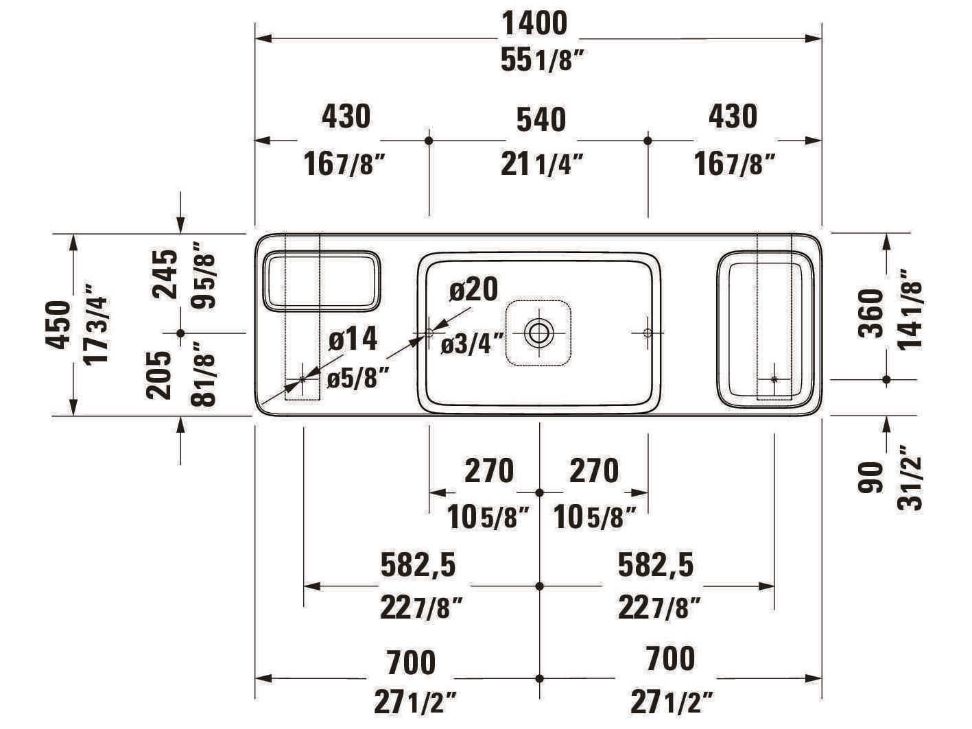 Duravit Qatego 55'' Lavica Stone Console and Sink