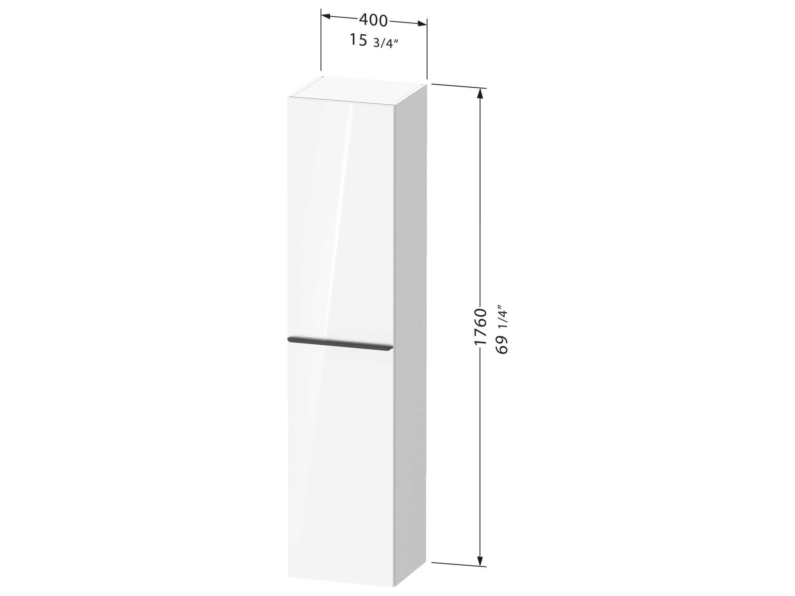 Duravit D-neo 16'' White High Gloss Semi Tall Cabinet - Right-Hinged Door