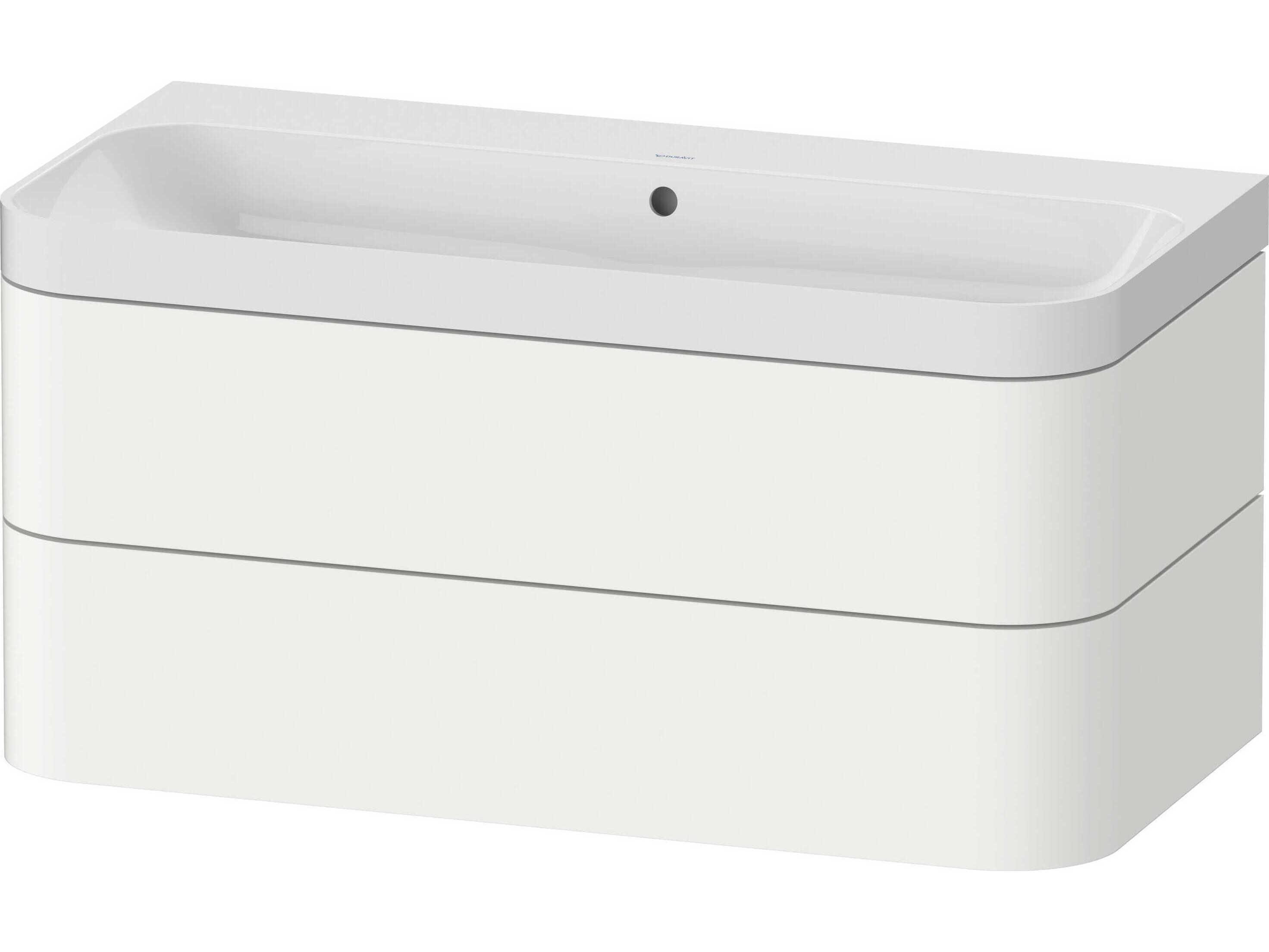 Duravit Happy D.2 38'' White Satin Matt Wall-Mounted Set of Sink and Vanity