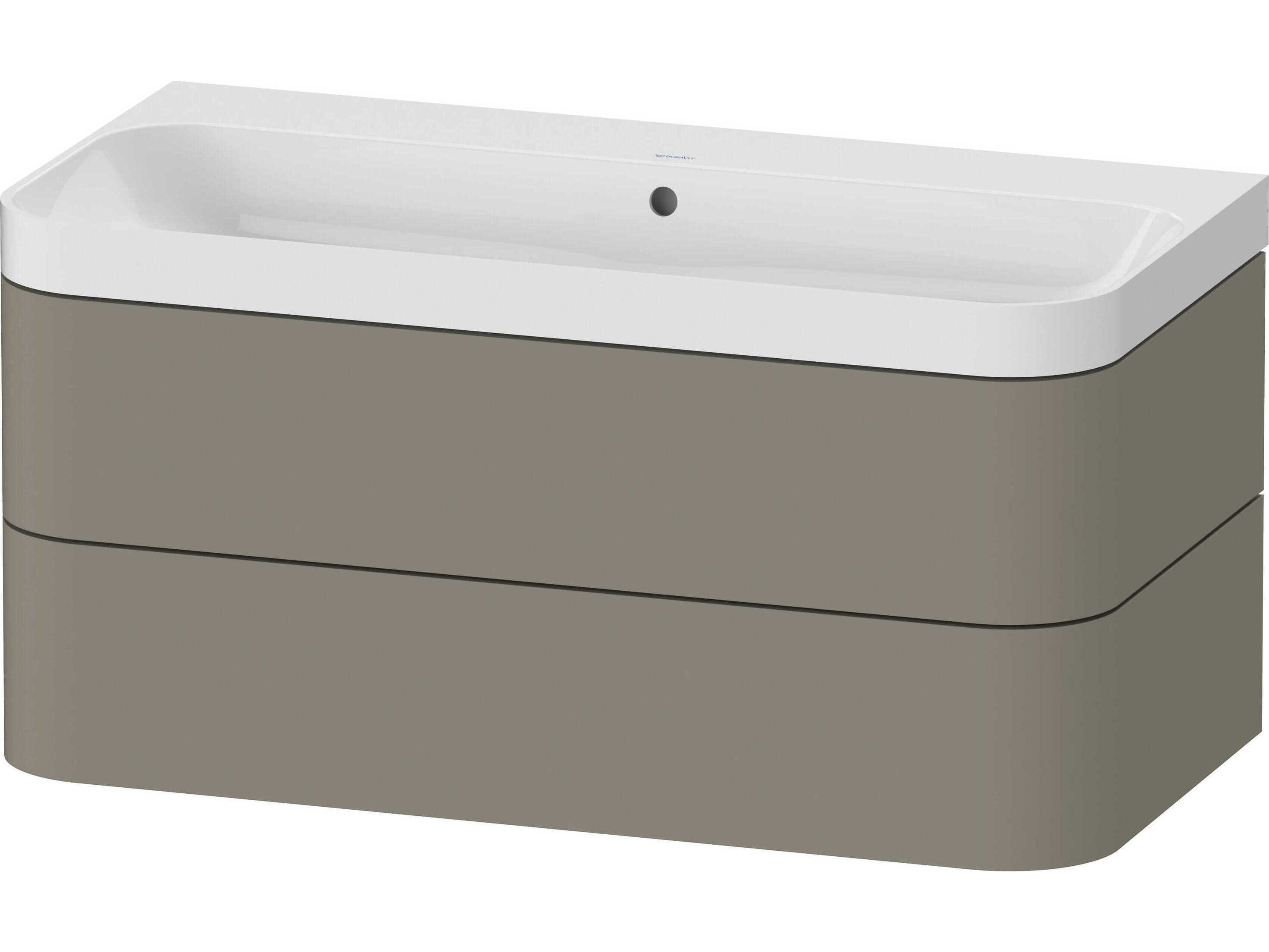 Duravit Happy D.2 38'' Stone Gray Satin Matt Wall-Mounted Set of Sink and Vanity