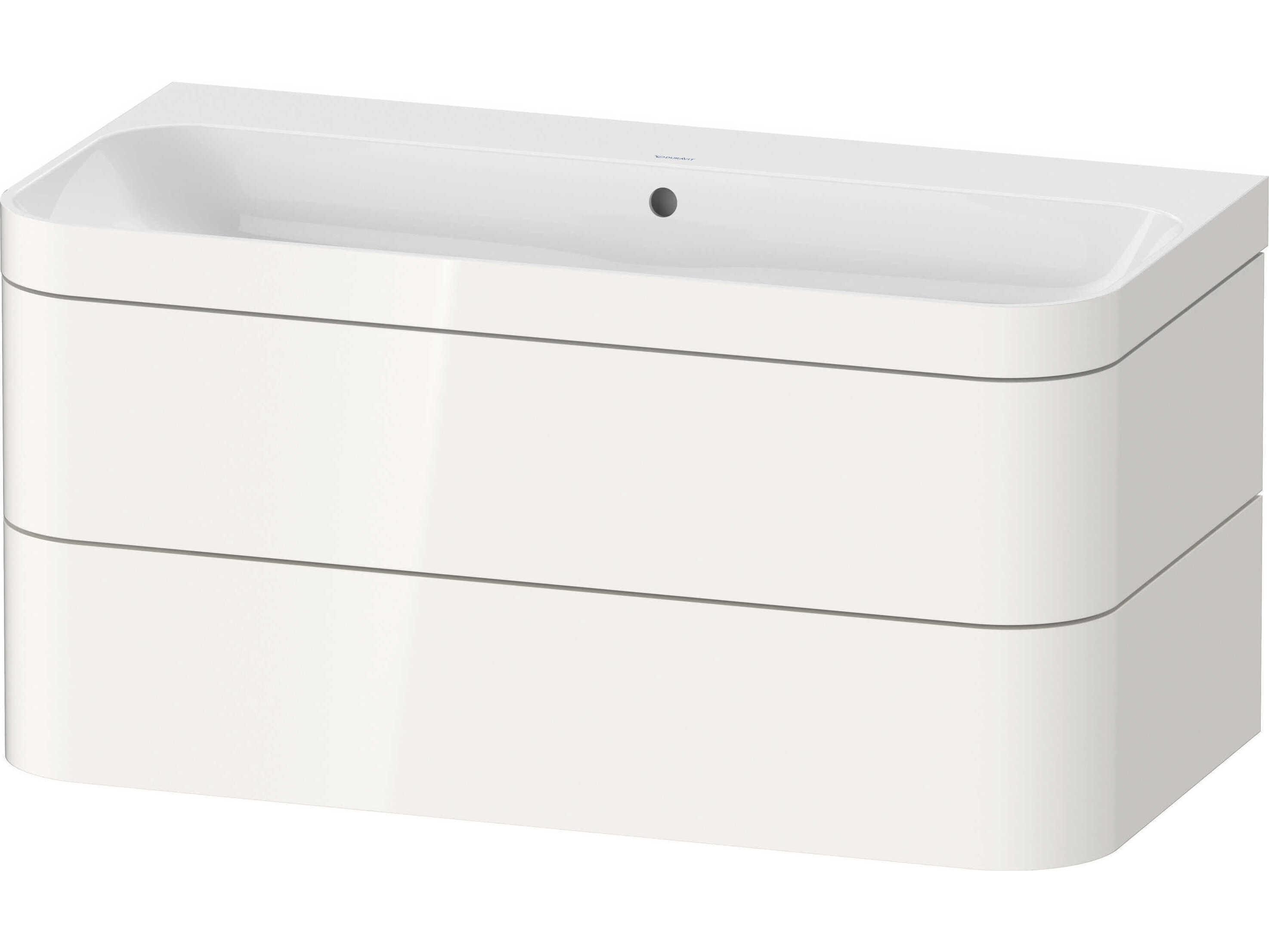 Duravit Happy D.2 38'' White High Gloss Rectangular Wall-Mounted Set of Sink and Vanity