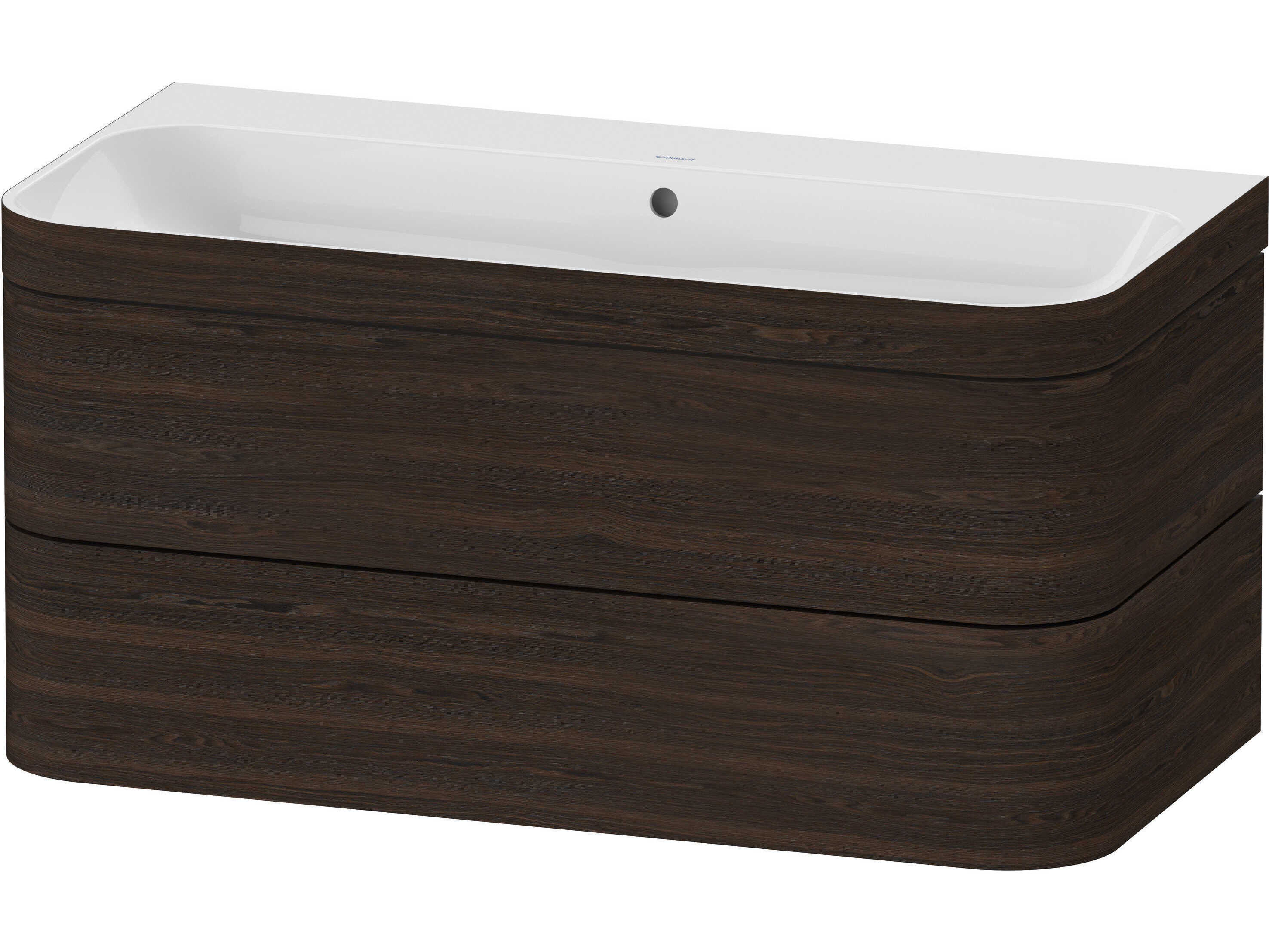 Duravit Happy D.2 38'' Walnut (brushed) Matt Rectangular Wall-Mounted Set of Sink and Vanity