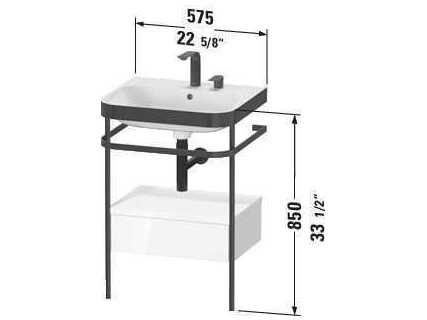 Duravit Happy D.2 23'' White High Gloss Set of Sink and Console with 1 Faucet Hole