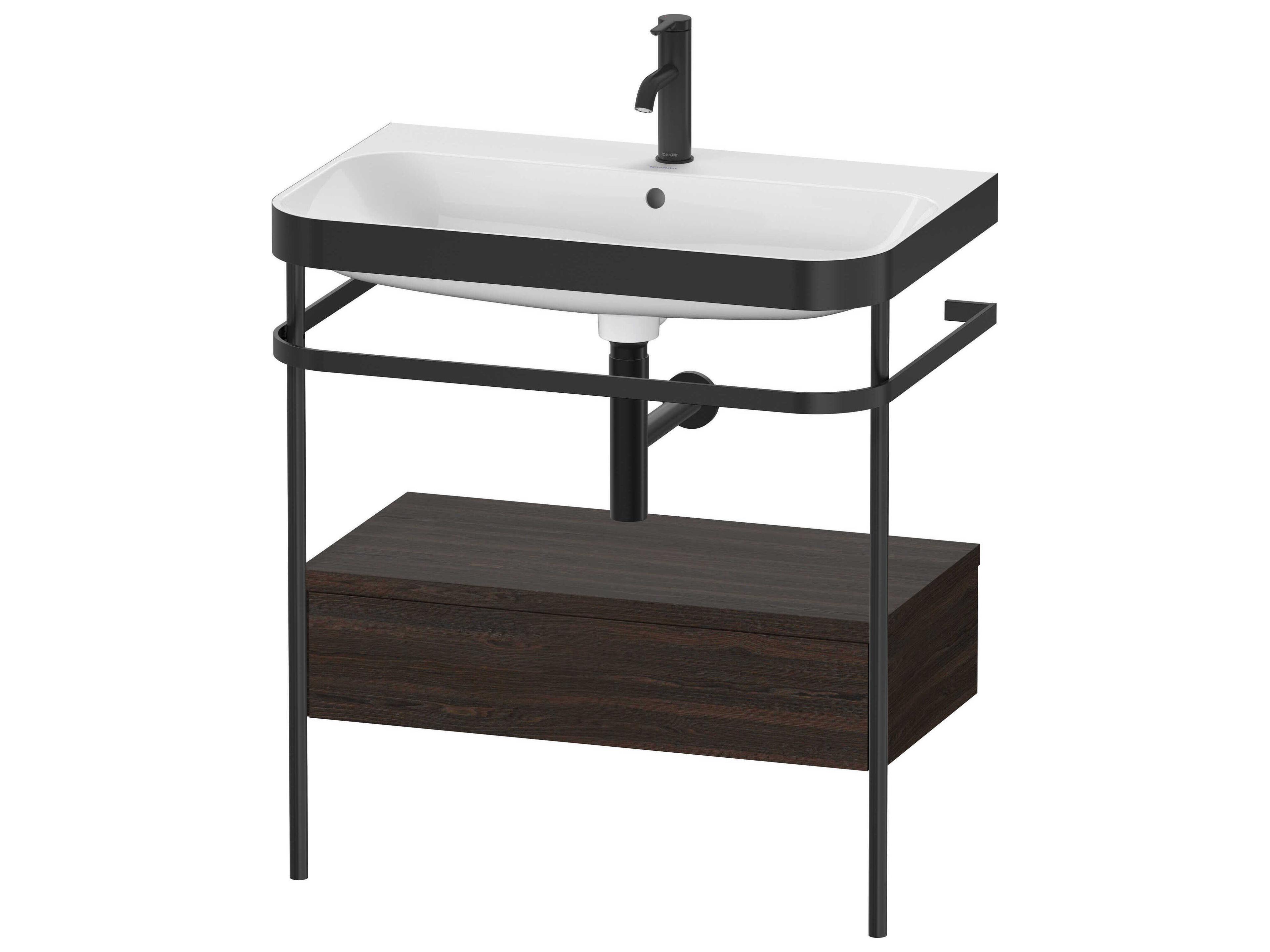 Duravit Happy D.2 31'' Walnut (Brushed) Matt Set of Sink and Console with 1 Faucet Hole
