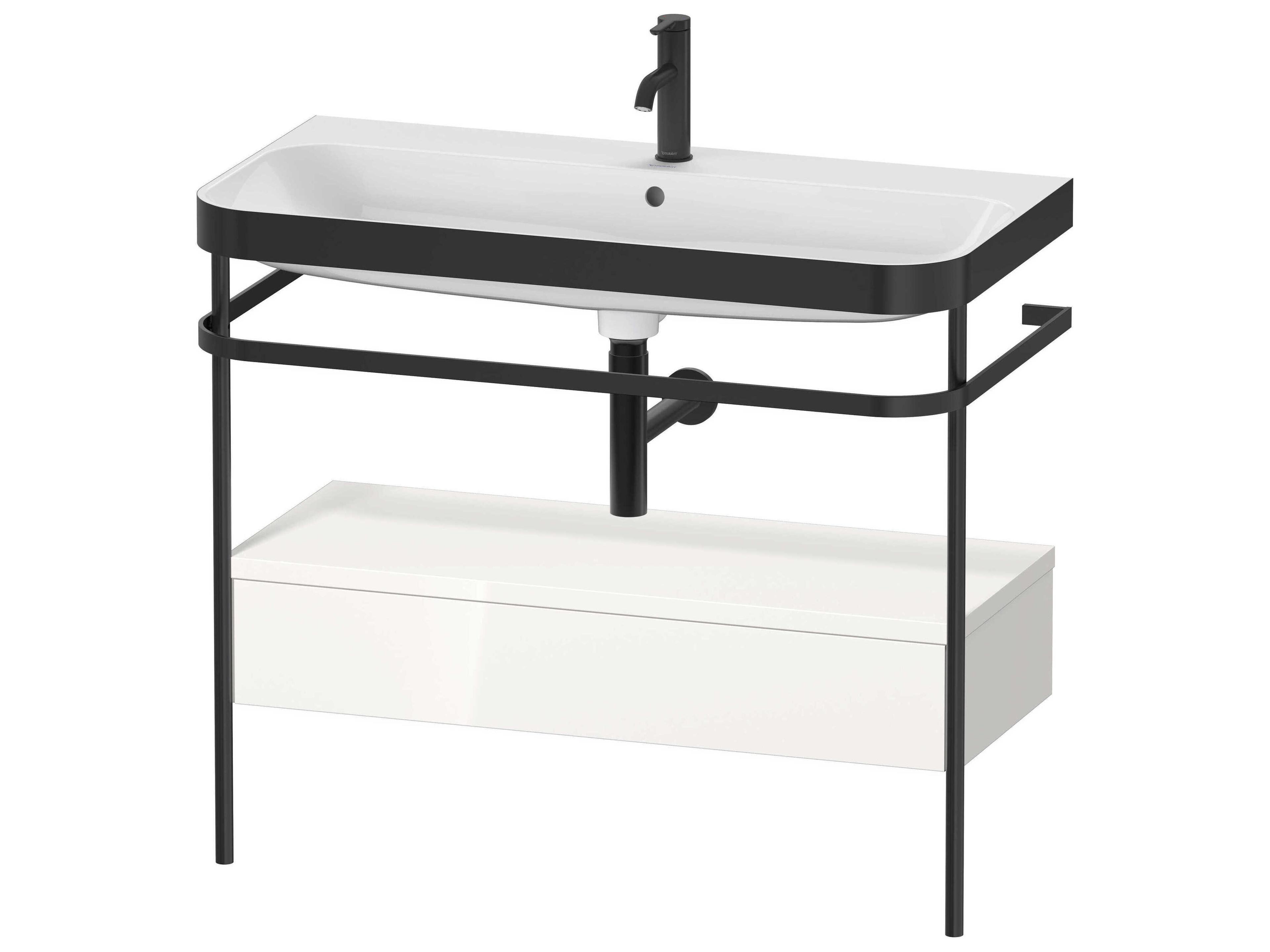 Duravit Happy D.2 39'' White High Gloss Set of Sink and Console with 1 Faucet Hole