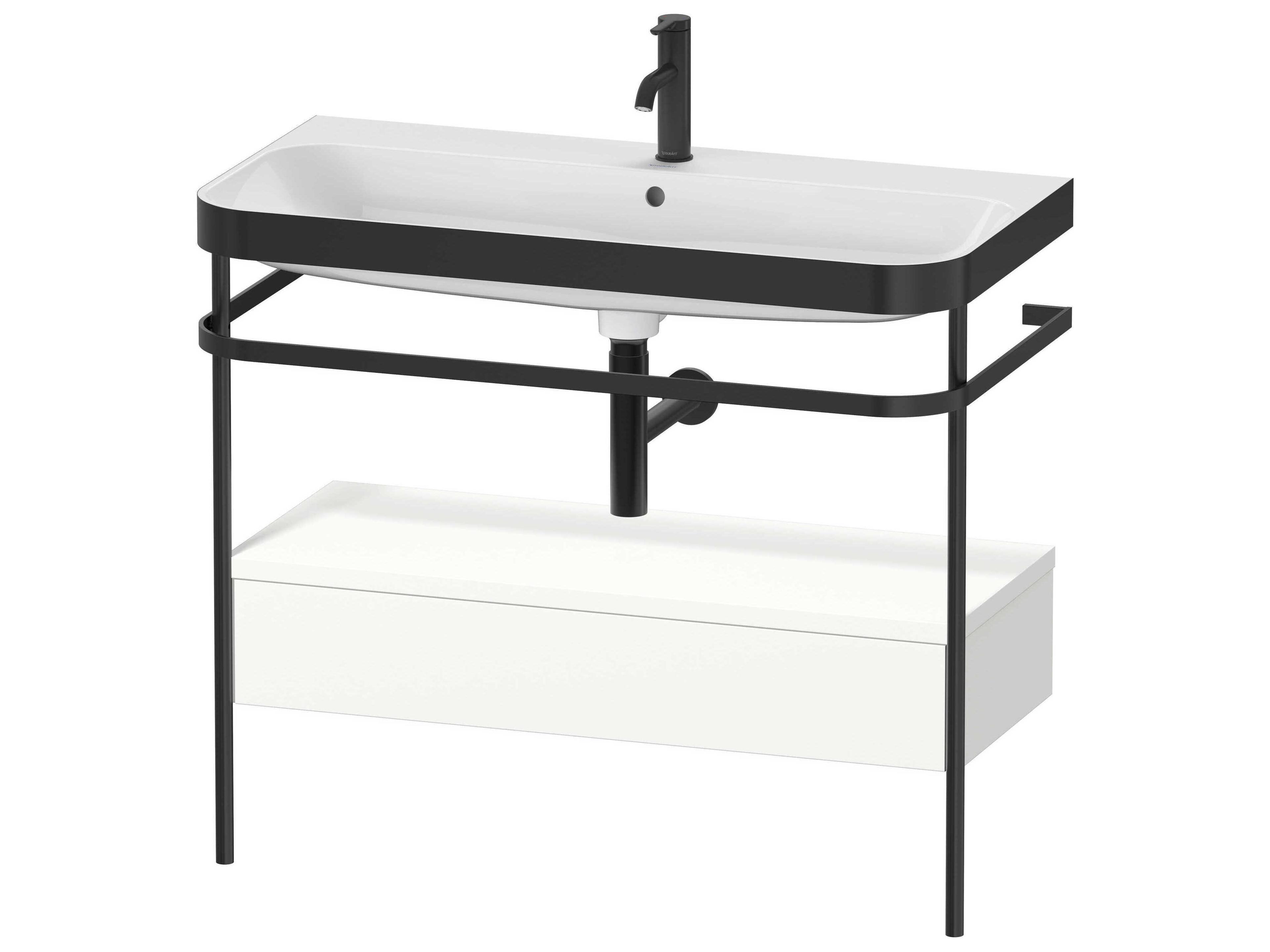 Duravit Happy D.2 39'' White Satin Matt Set of Sink and Console with 1 Faucet Hole