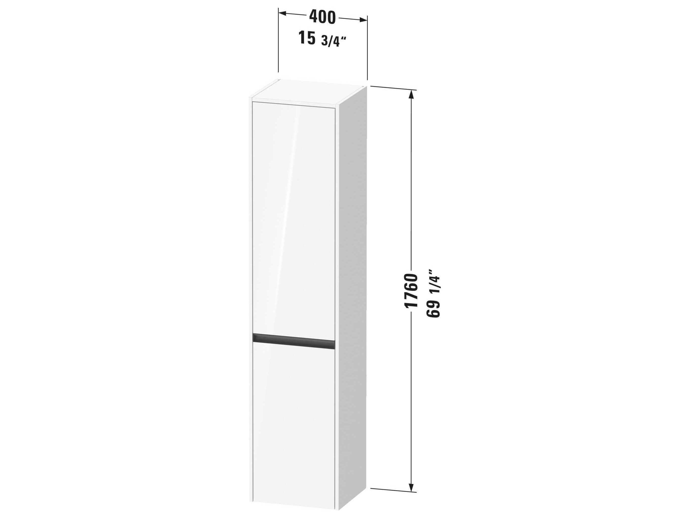 Duravit Ketho.2 16'' Concrete Gray Matt Wall-Mounted Cabinet - Left-Hand Hinge