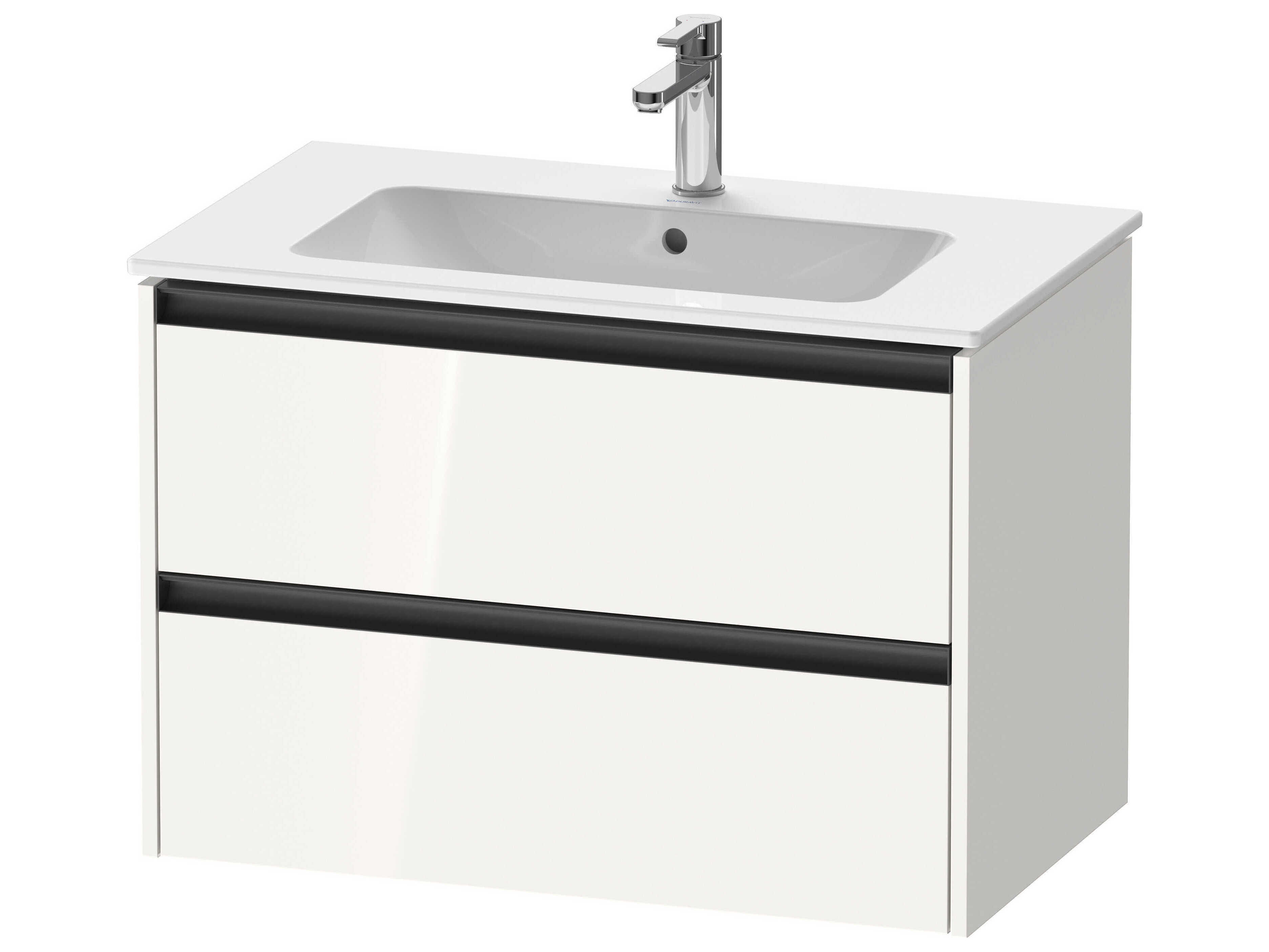 Duravit Ketho.2 item 32" Two Drawer White High Gloss Wall-Mounted Vanity Unit