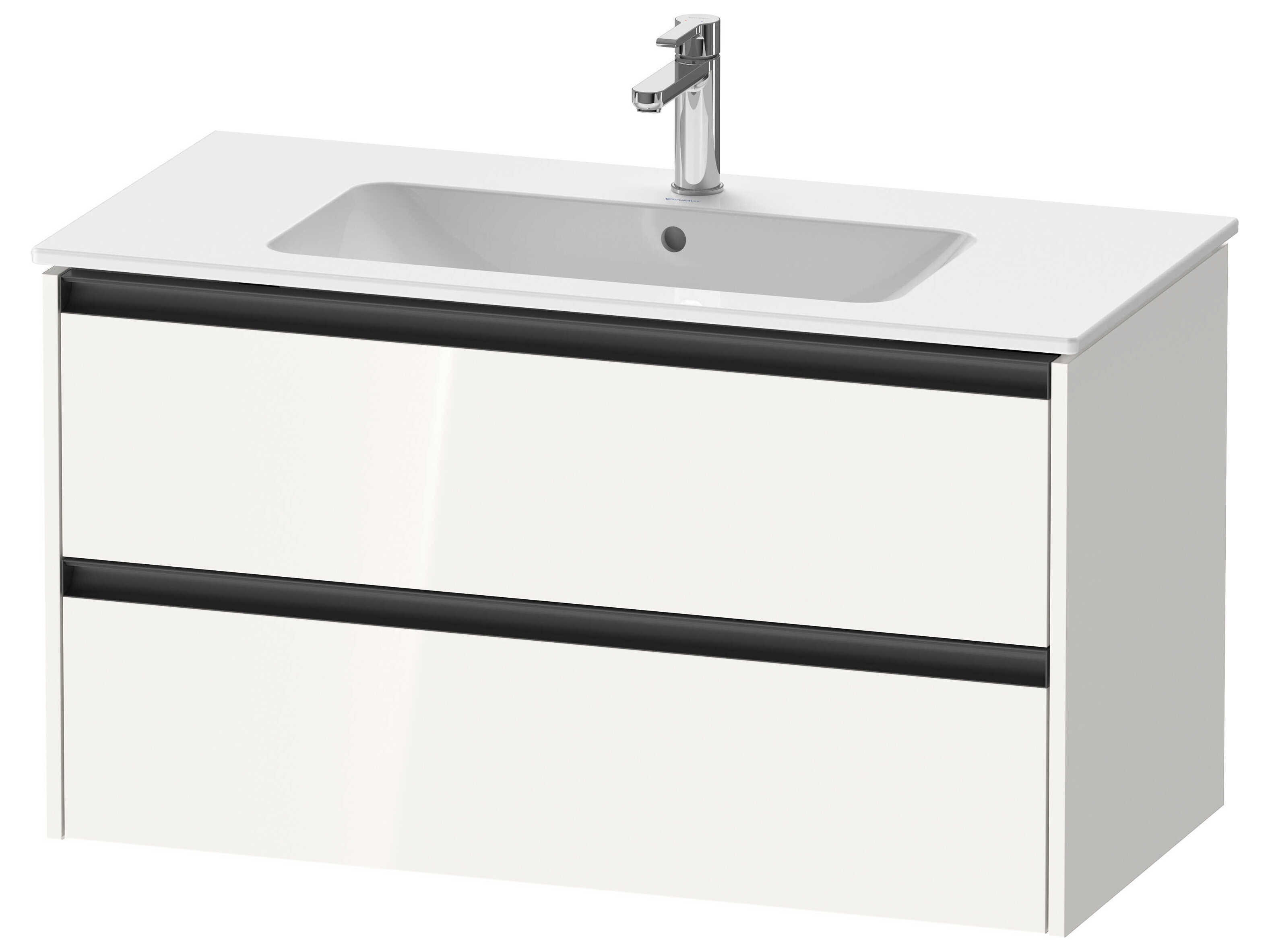 Duravit Ketho.2 item 40" Two Drawer White High Gloss Wall-Mounted Vanity Unit